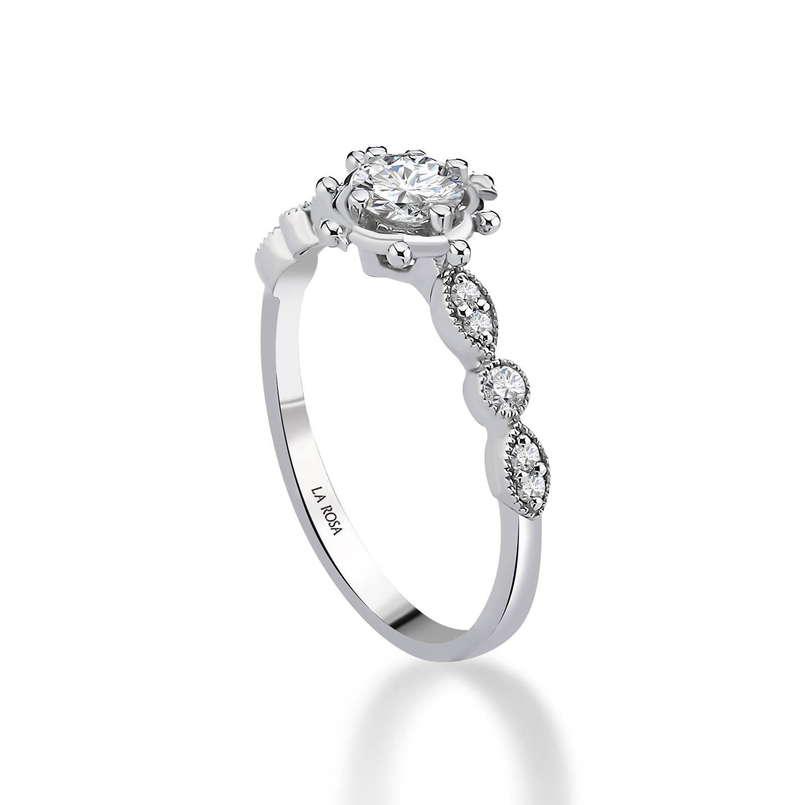 Inel MD48753 din aur alb 14k cu diamante forma rotunda - Bijuterii LA ROSA