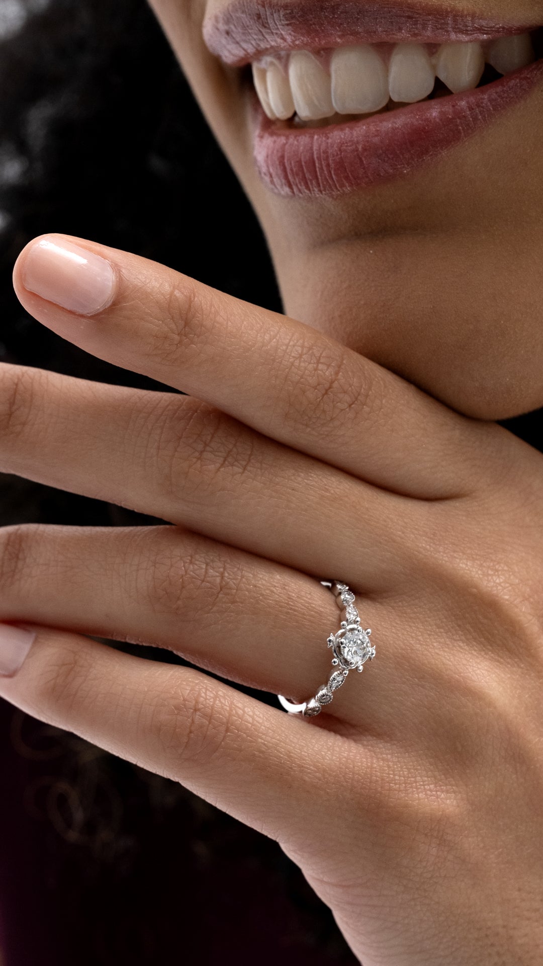 Inel MD48753 din aur alb 14k cu diamante forma rotunda - Bijuterii LA ROSA