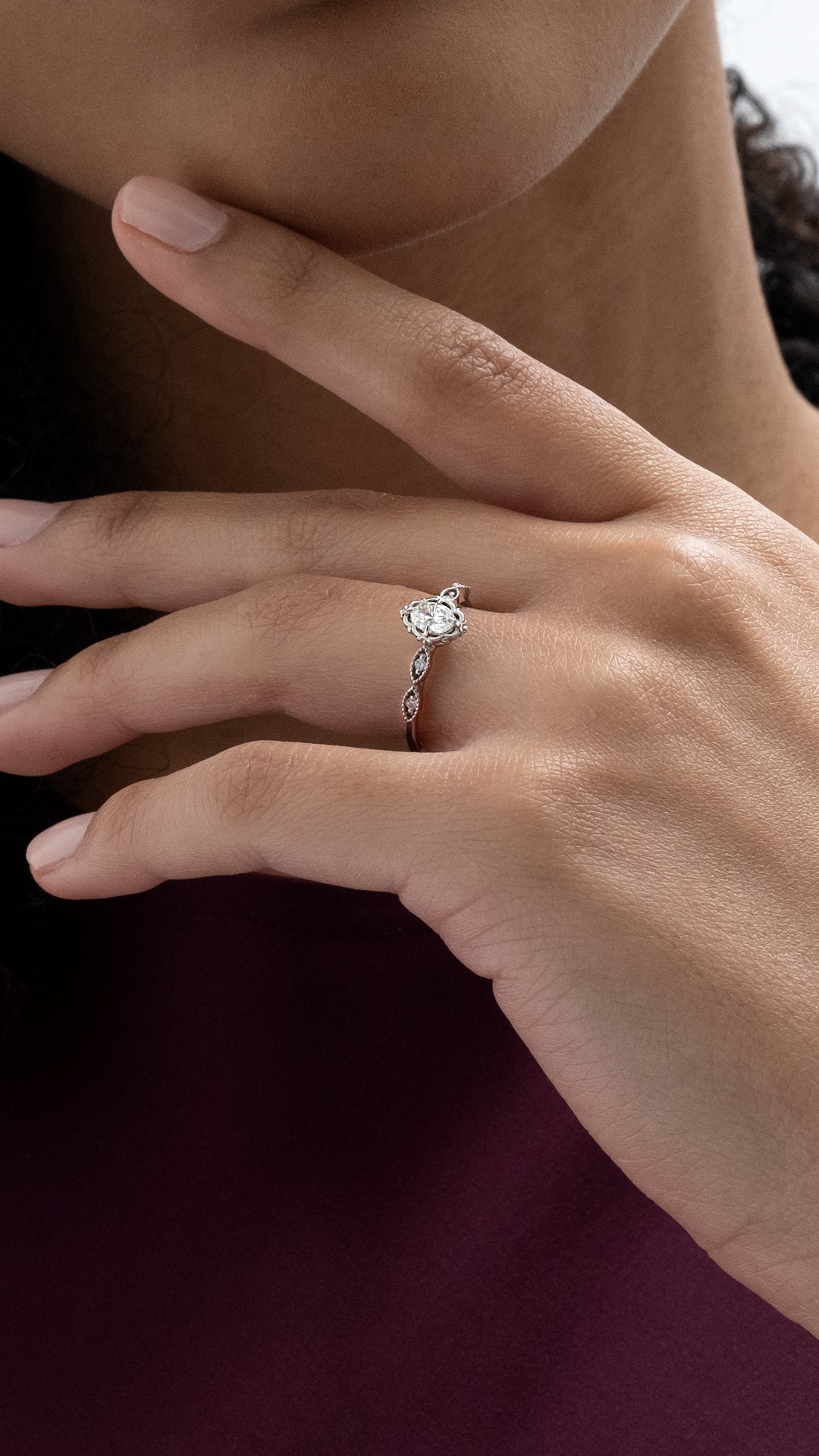 Inel MD50617 din aur alb 14k cu diamant oval - Bijuterii LA ROSA