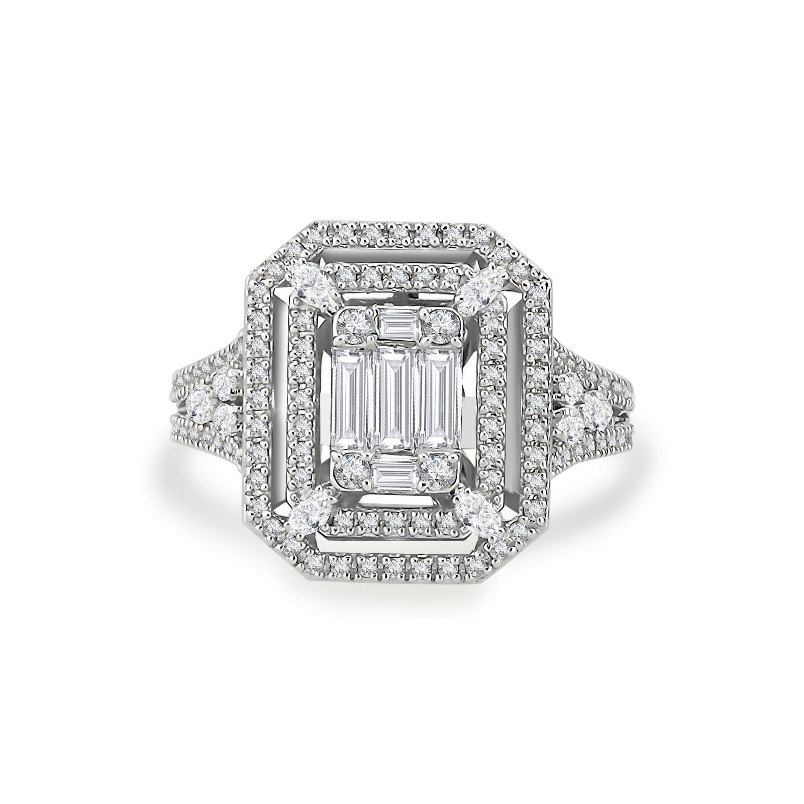 Inel MD51099 din aur alb 14k cu diamante - Bijuterii LA ROSA