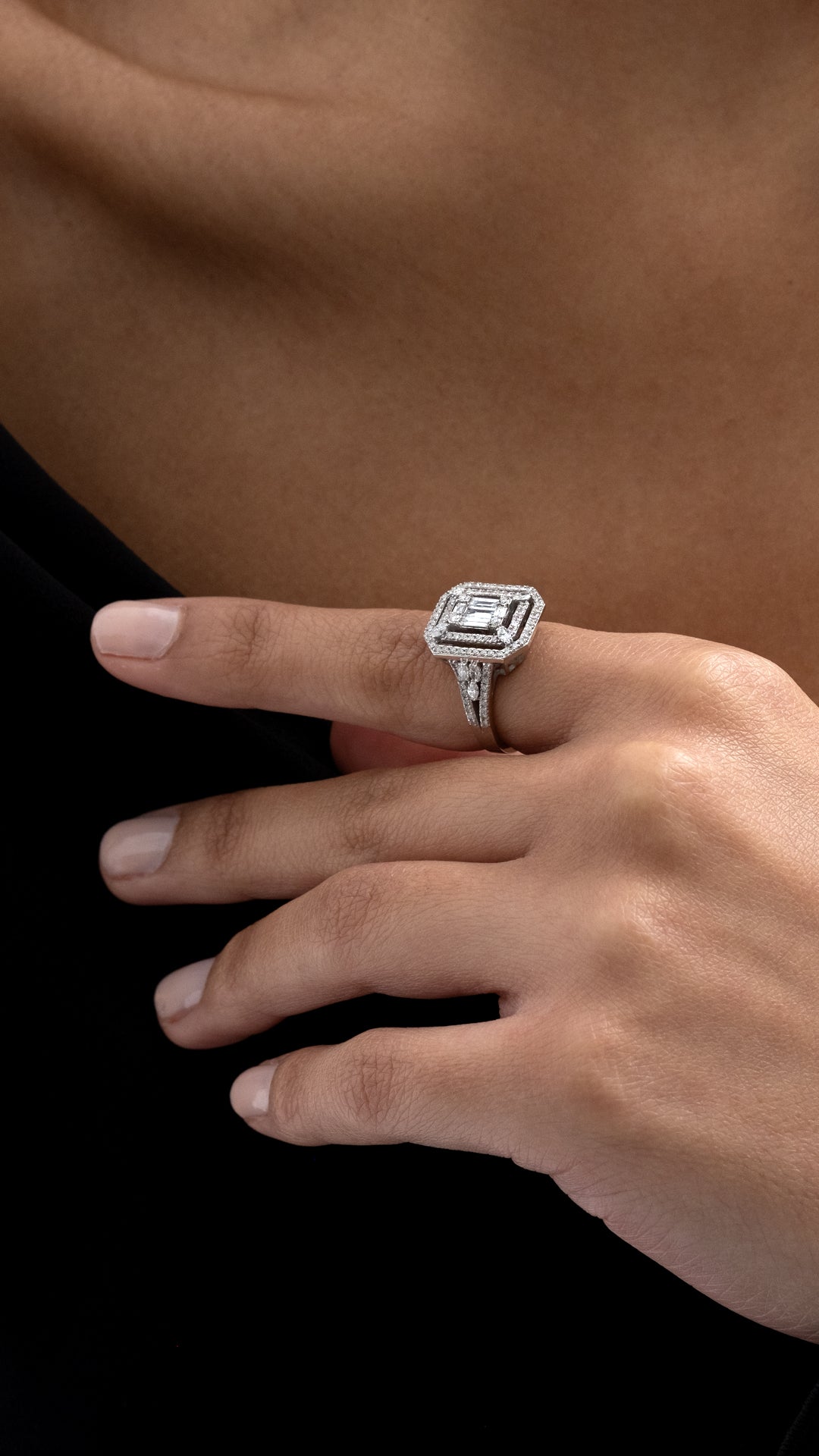 Inel MD51099 din aur alb 14k cu diamante - Bijuterii LA ROSA