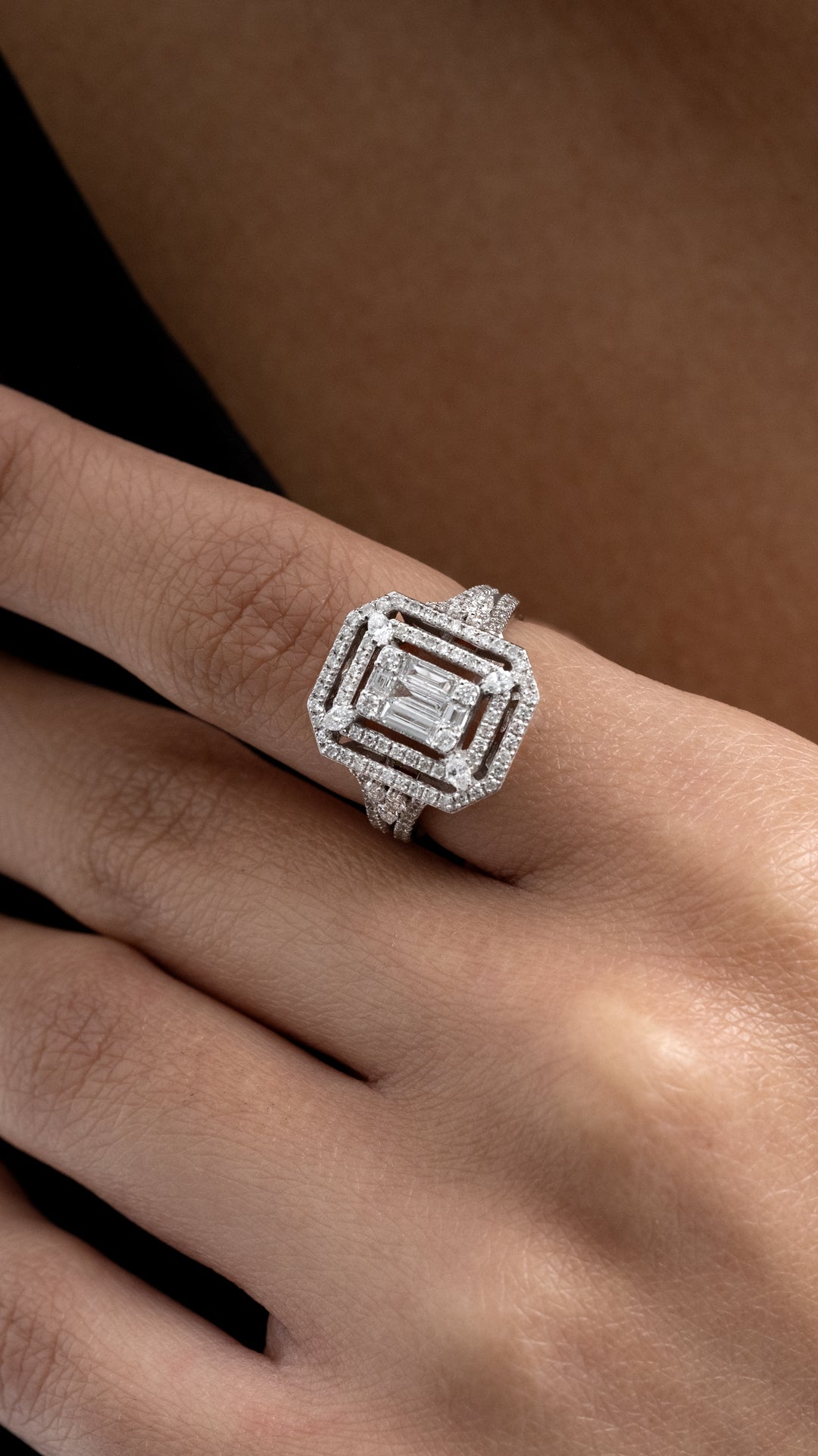 Inel MD51099 din aur alb 14k cu diamante - Bijuterii LA ROSA