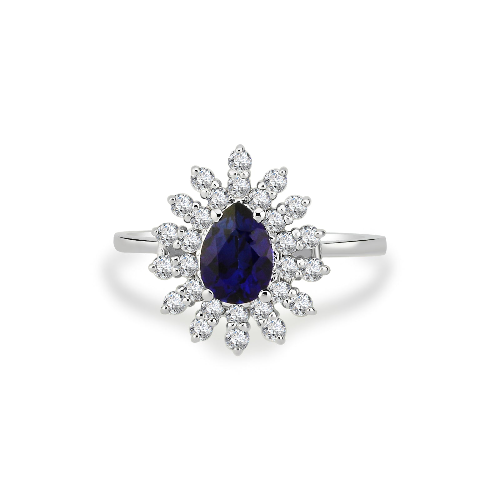 Inel MD52424 din aur alb 14k cu safir forma para si diamante - Bijuterii LA ROSA