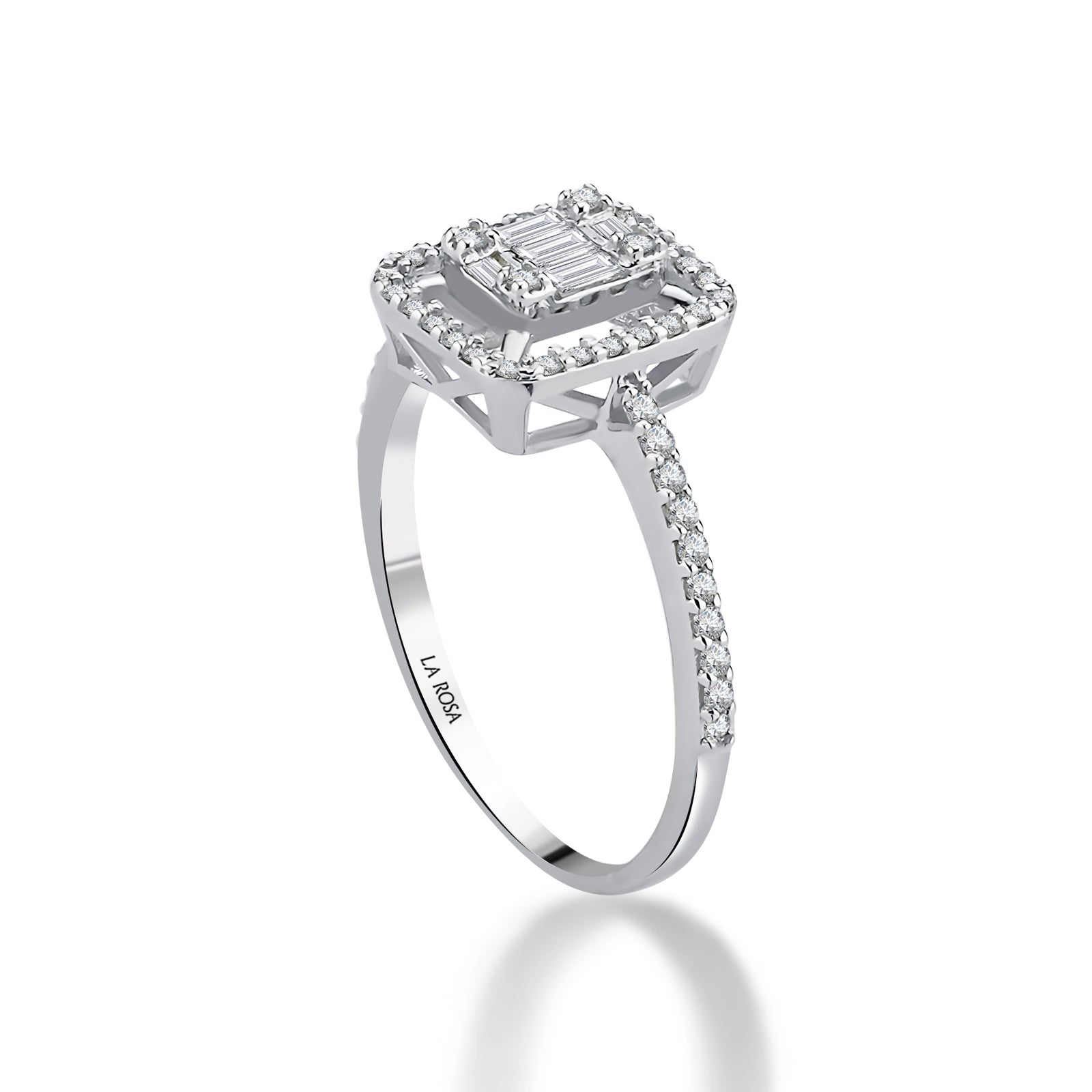 Inel MD52455 din aur alb 14k forma semidreptunghi cu diamante - Bijuterii LA ROSA