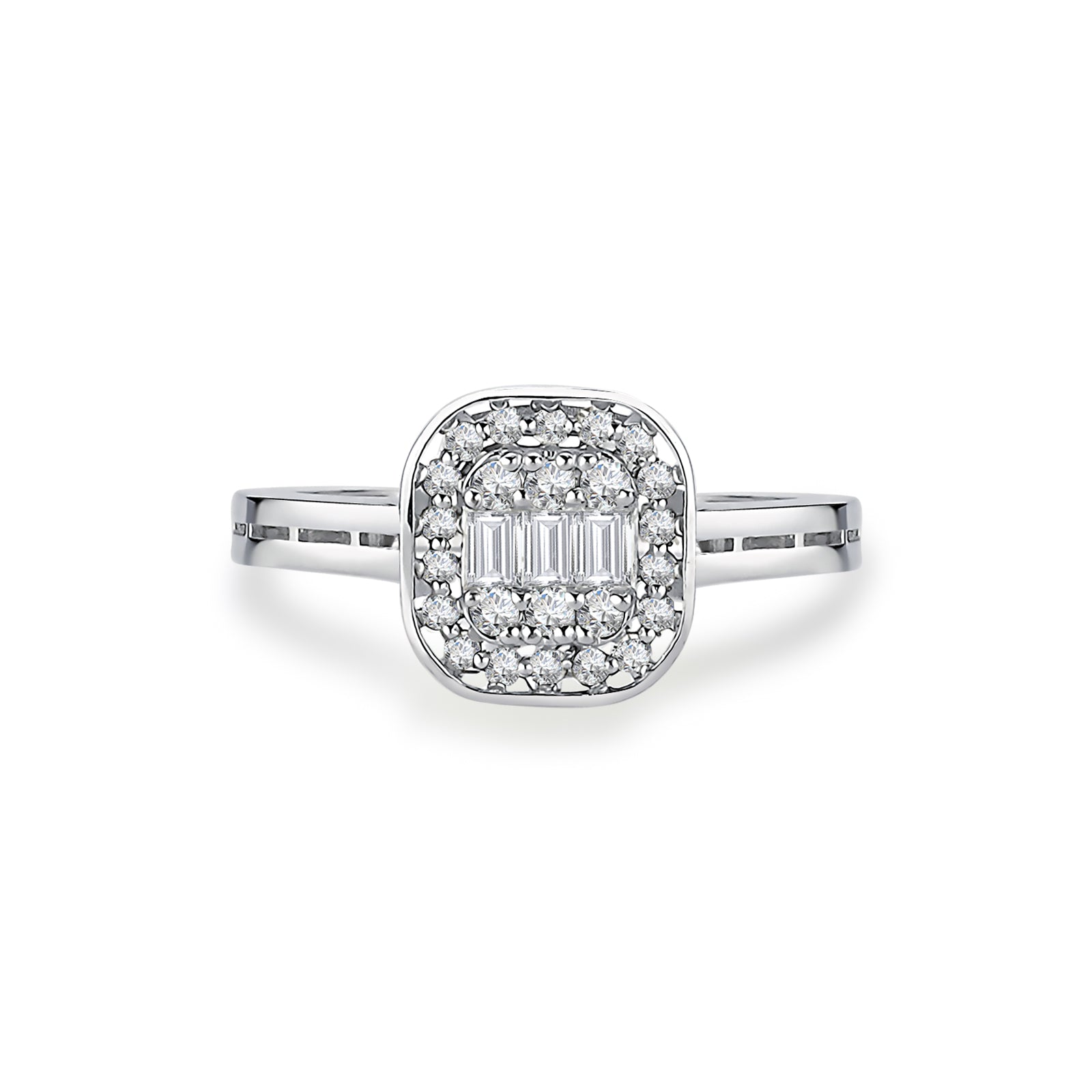 Inel MD54120 din aur alb 14k forma patrata cu diamante - Bijuterii LA ROSA