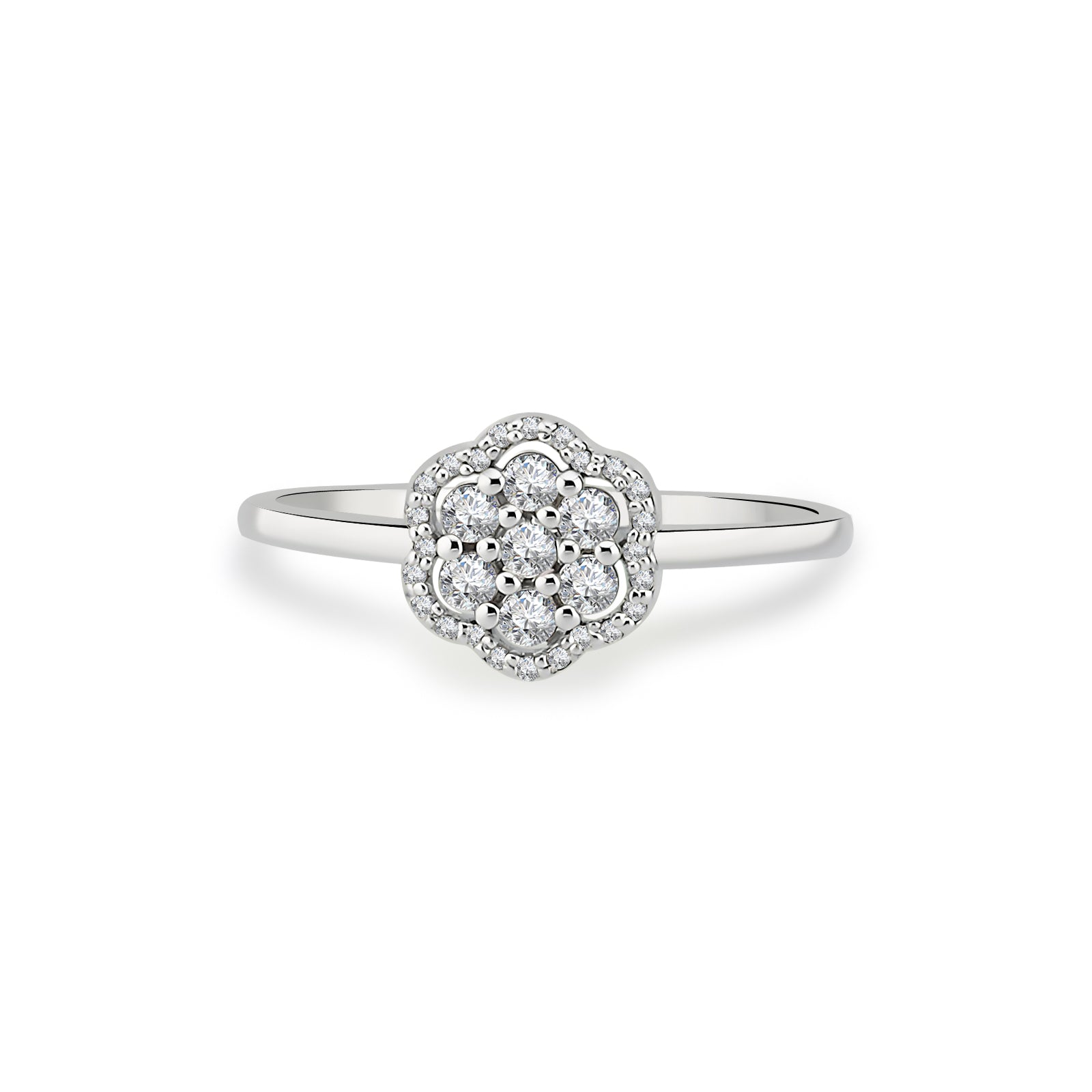 Inel MD54256 din aur alb 14k forma floare cu diamante - Bijuterii LA ROSA