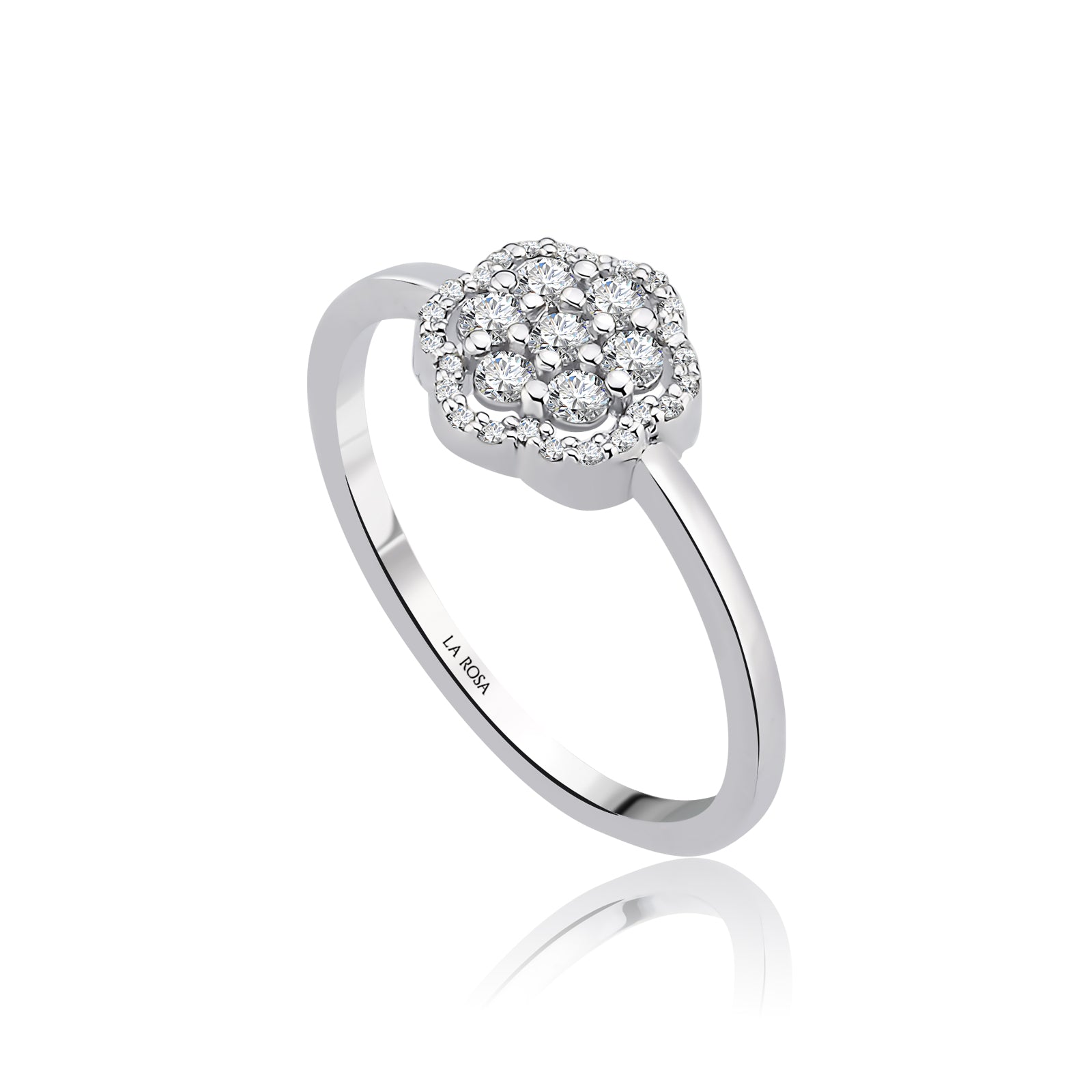 Inel MD54256 din aur alb 14k forma floare cu diamante - Bijuterii LA ROSA