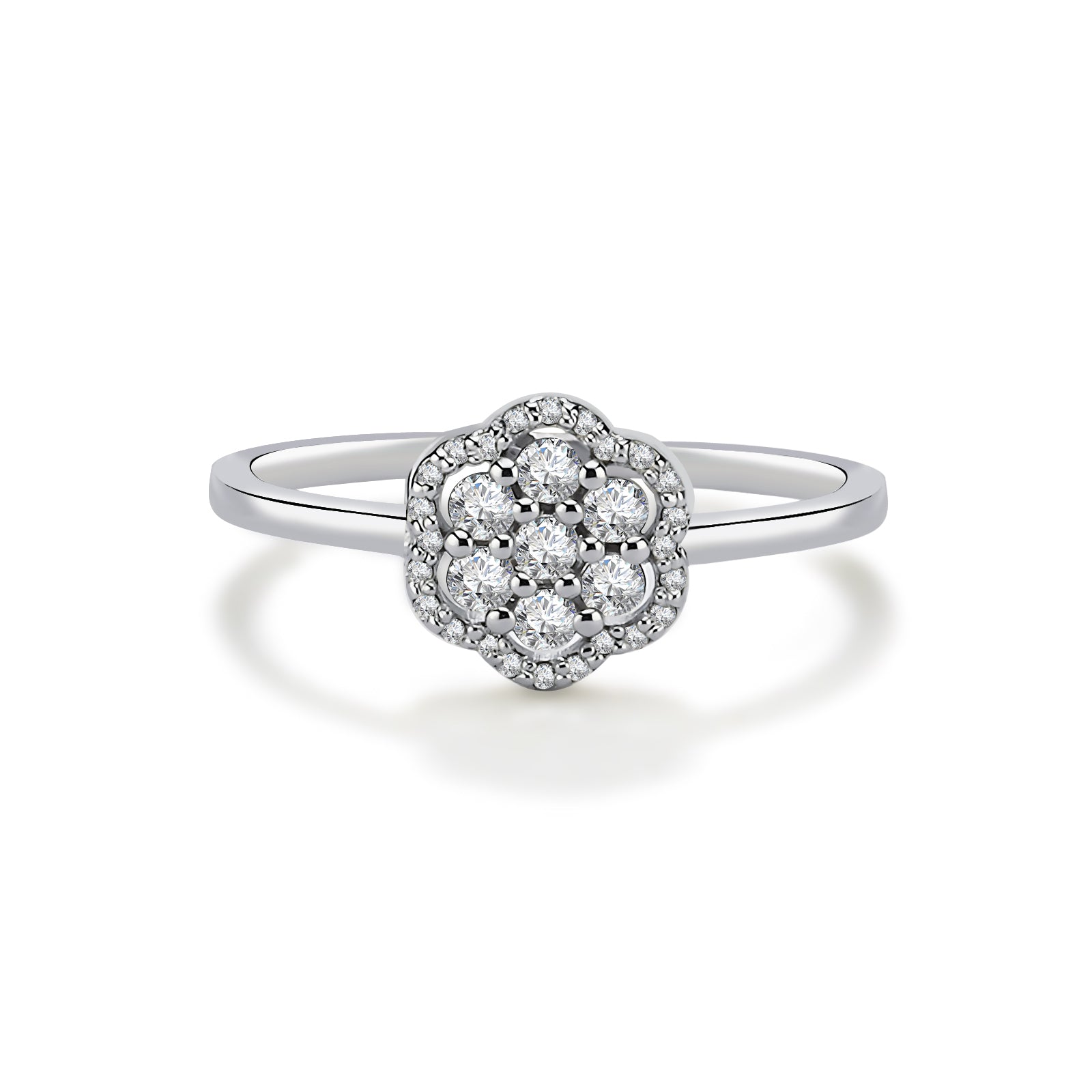 Inel MD54256 din aur alb 14k forma floare cu diamante - Bijuterii LA ROSA