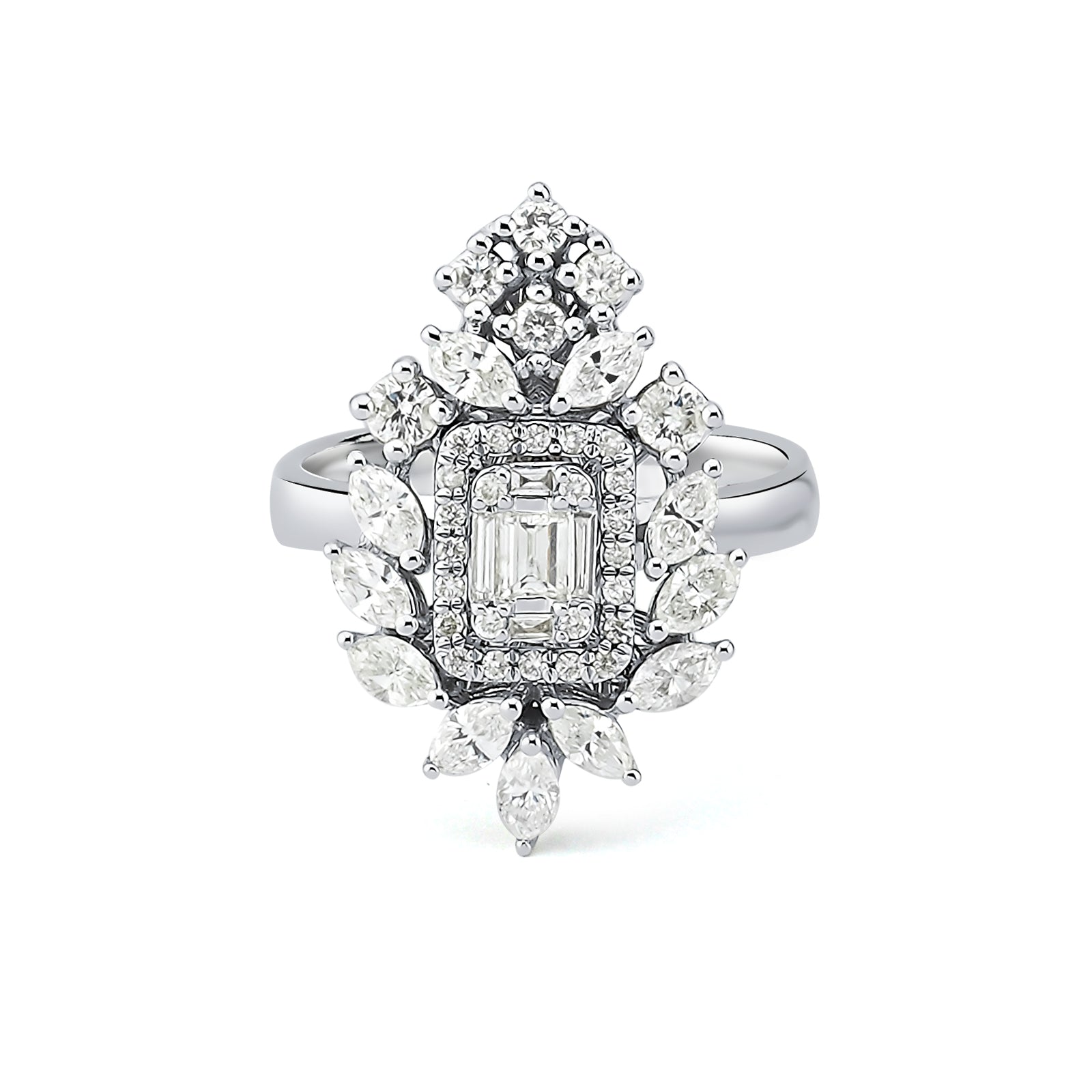 Inel MR0285R din aur alb 14k cu diamante - Bijuterii LA ROSA