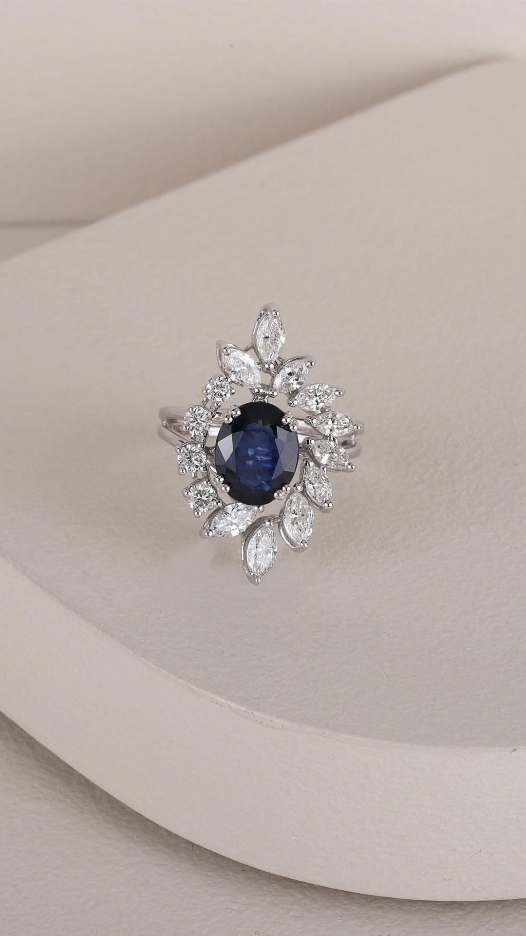 Inel MR0356R din aur alb 14k cu diamante si safir - Bijuterii LA ROSA