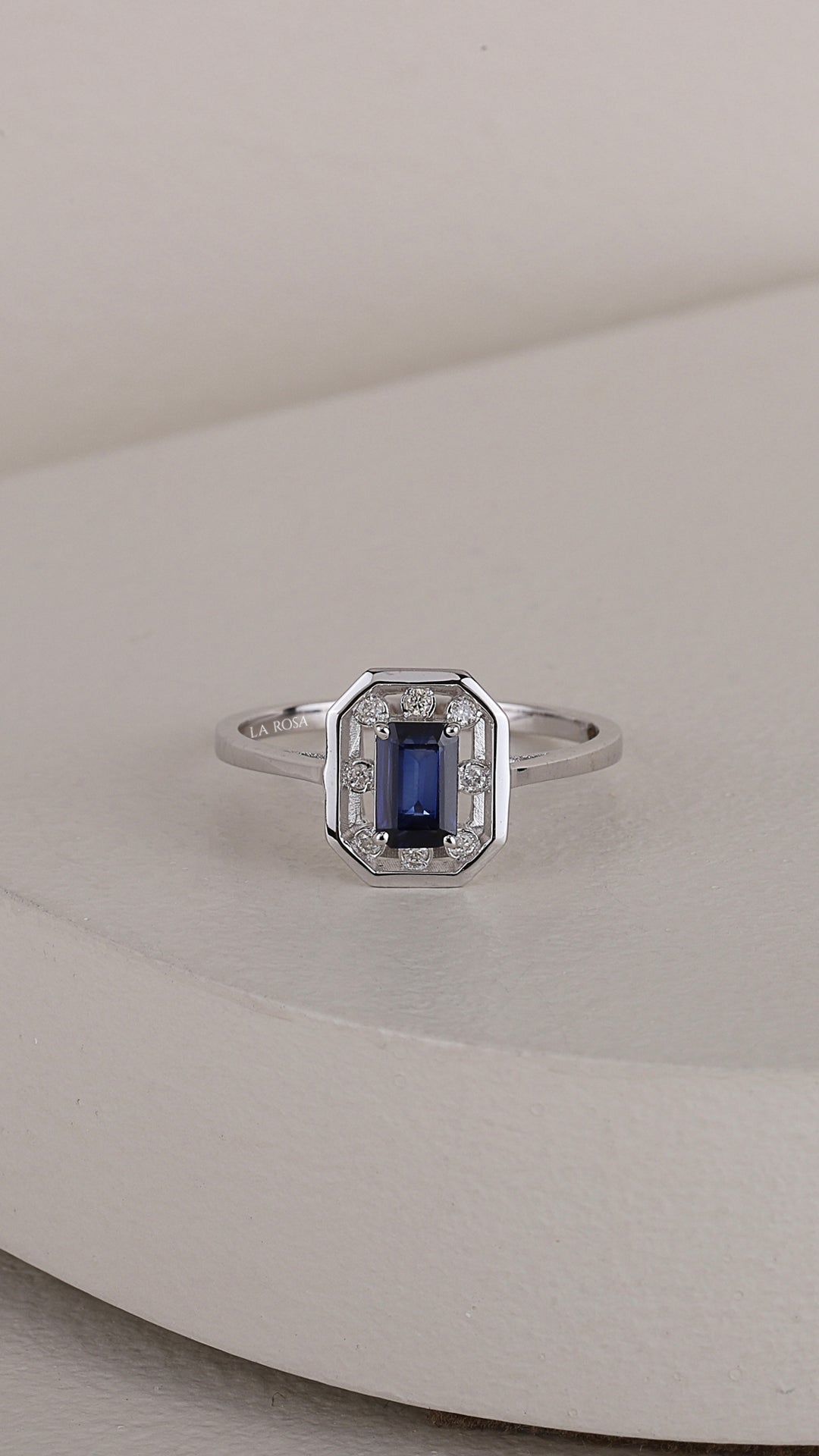 Inel MR0641R din aur alb 14k cu diamante si safir - Bijuterii LA ROSA