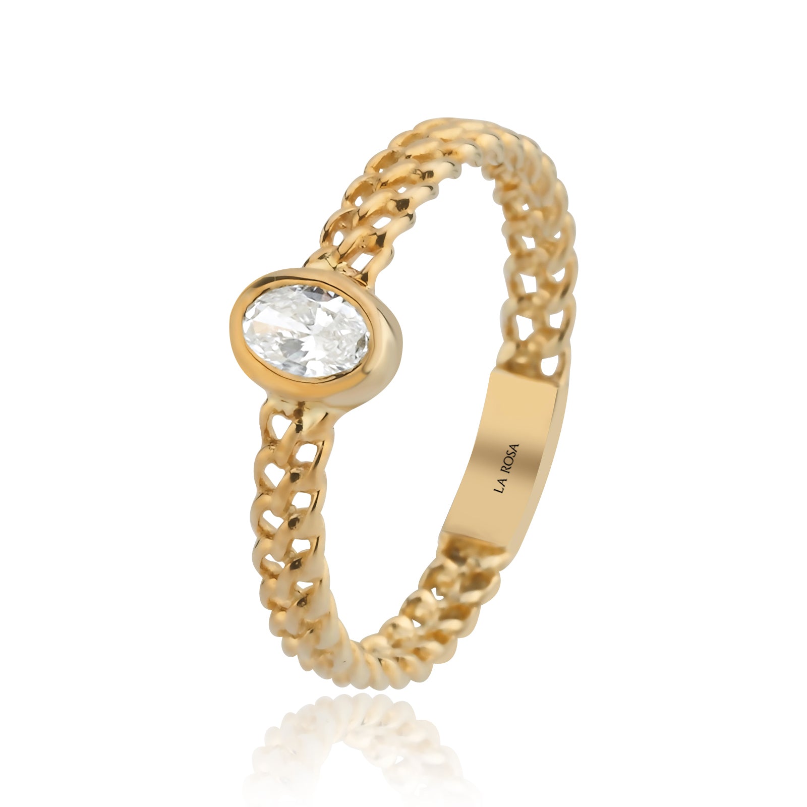 Inel YZ0223R din aur galben 14k cu diamant - Bijuterii LA ROSA