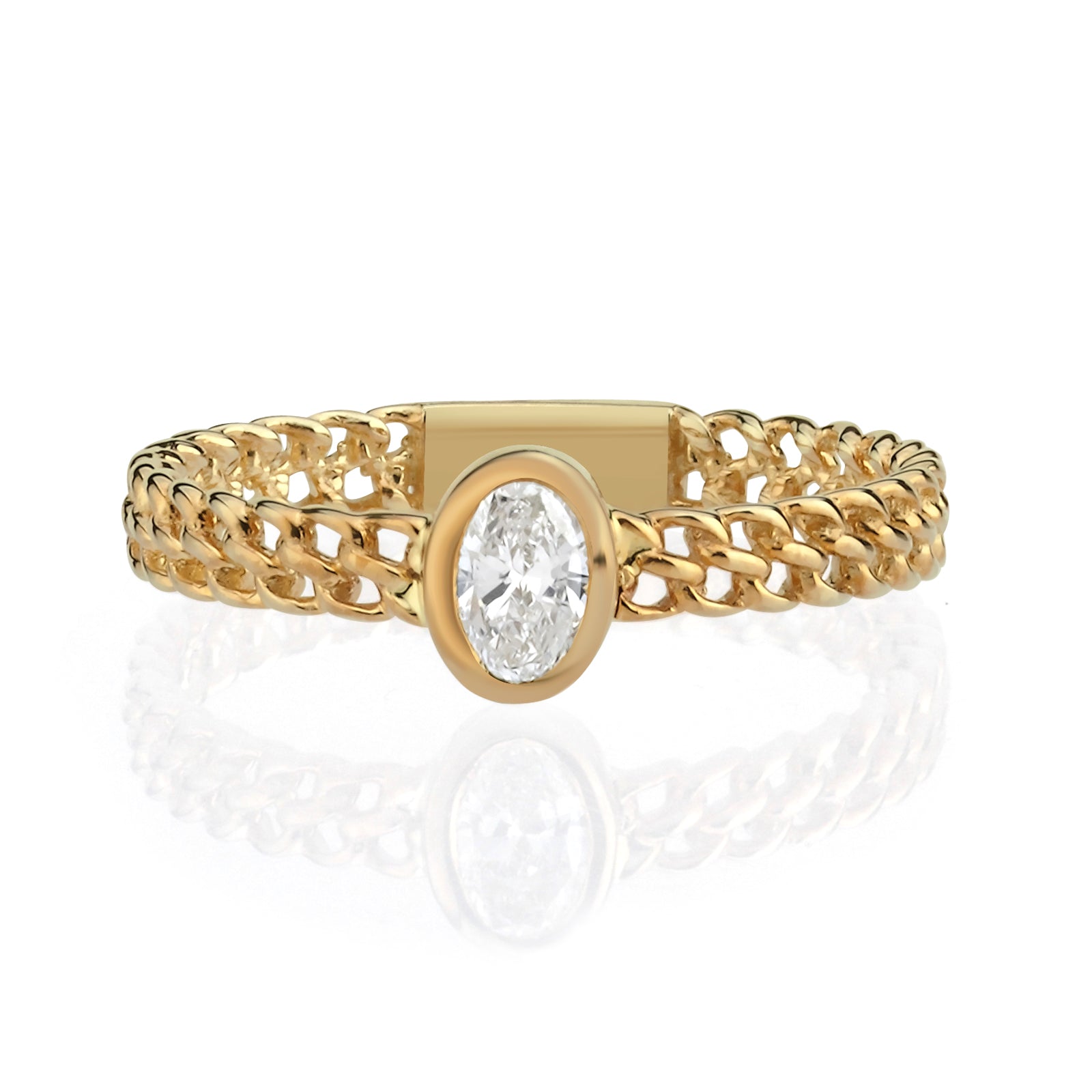 Inel YZ0223R din aur galben 14k cu diamant - Bijuterii LA ROSA