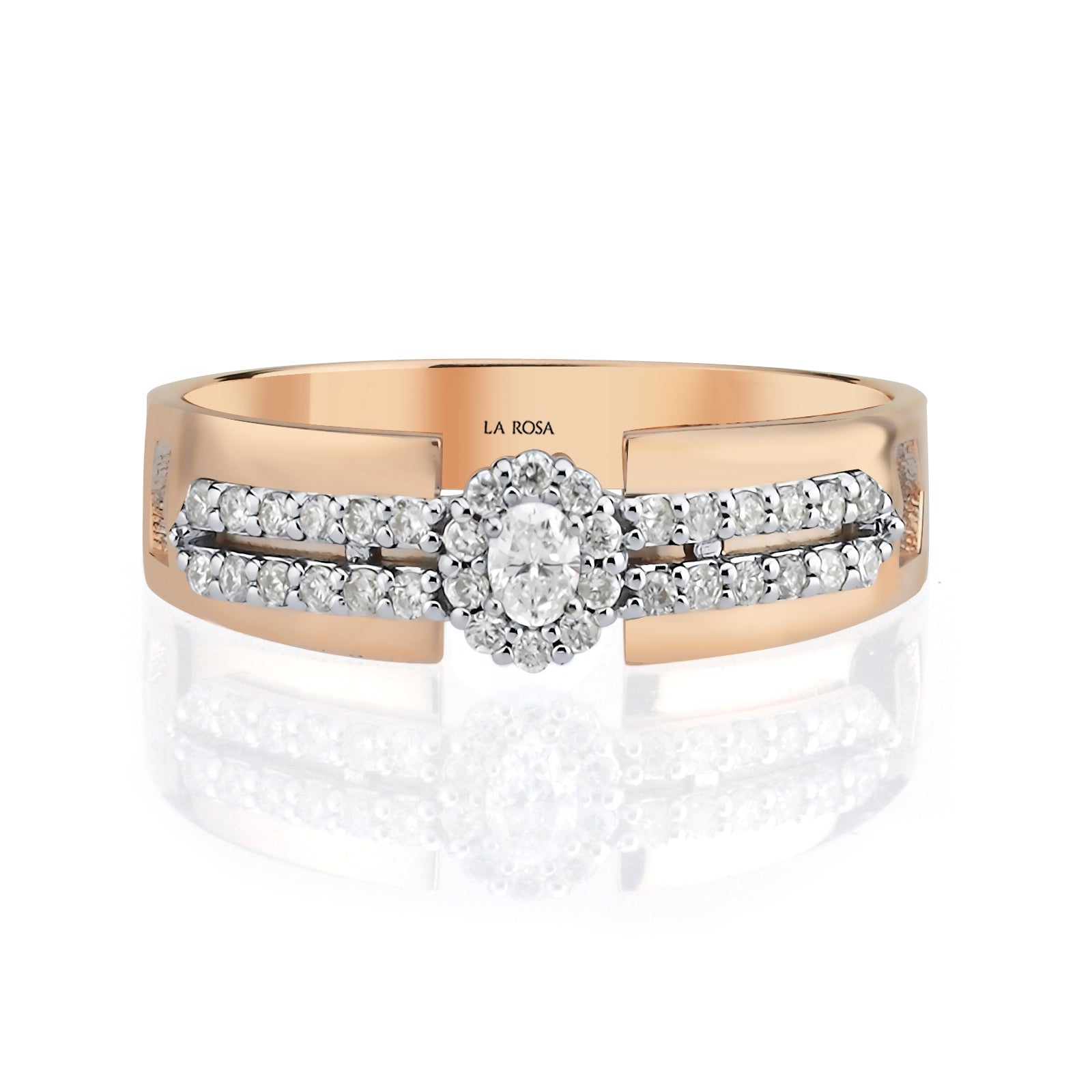 Inel YZ0361R din aur roz si aur alb 14k cu diamante - Bijuterii LA ROSA