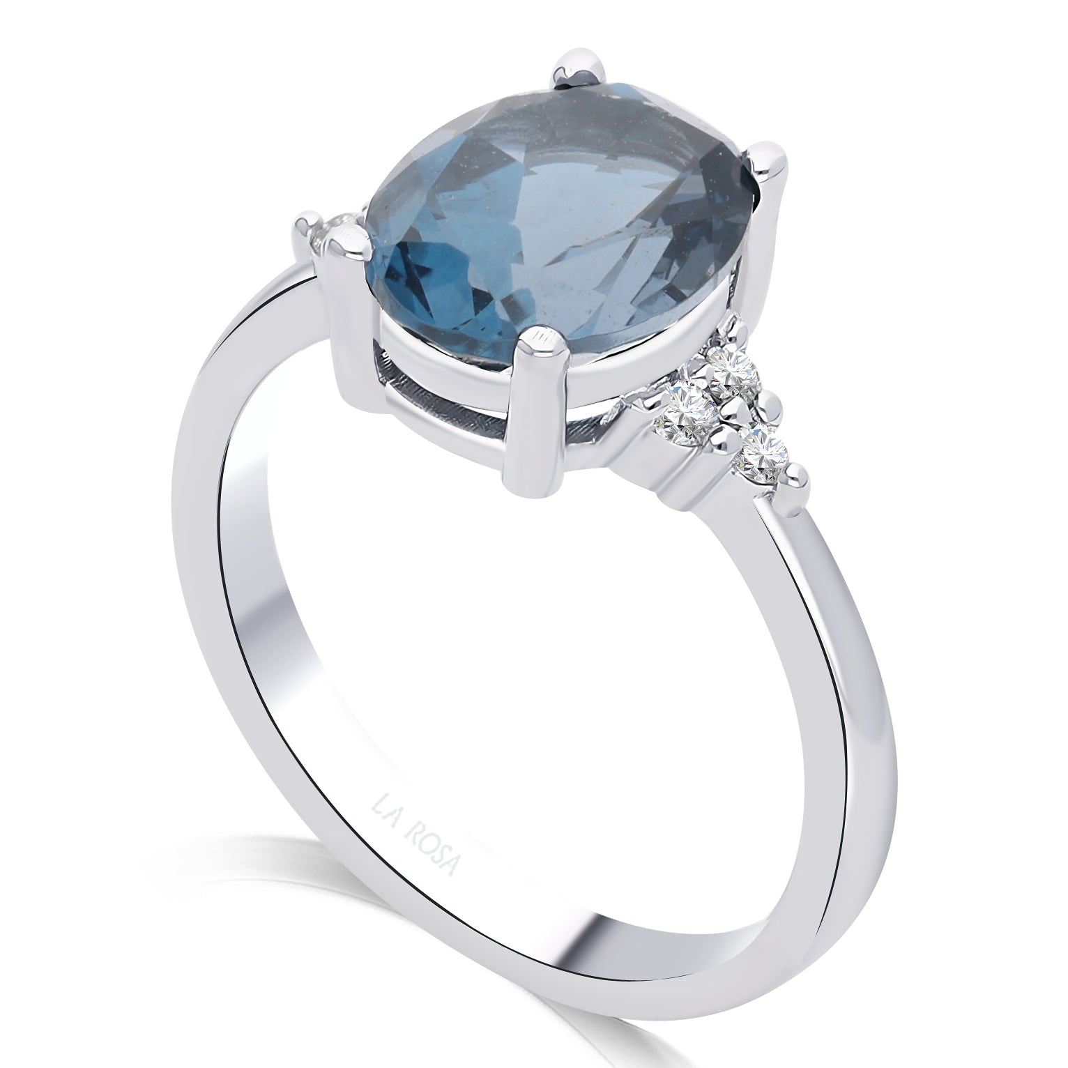 Inel de logodna LDR4007 din aur alb 14K cu diamante si topaz albastru - Bijuterii LA ROSA