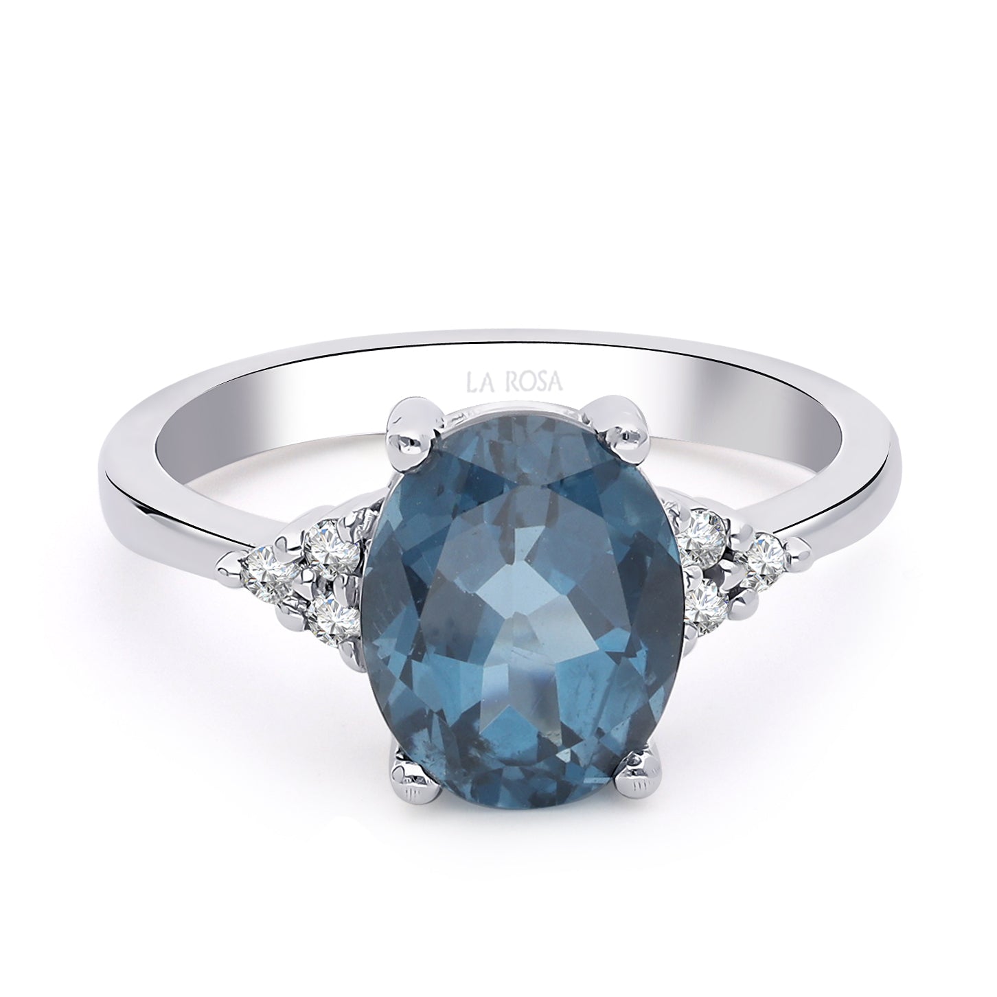 Inel de logodna LDR4007 din aur alb 14K cu diamante si topaz albastru - Bijuterii LA ROSA