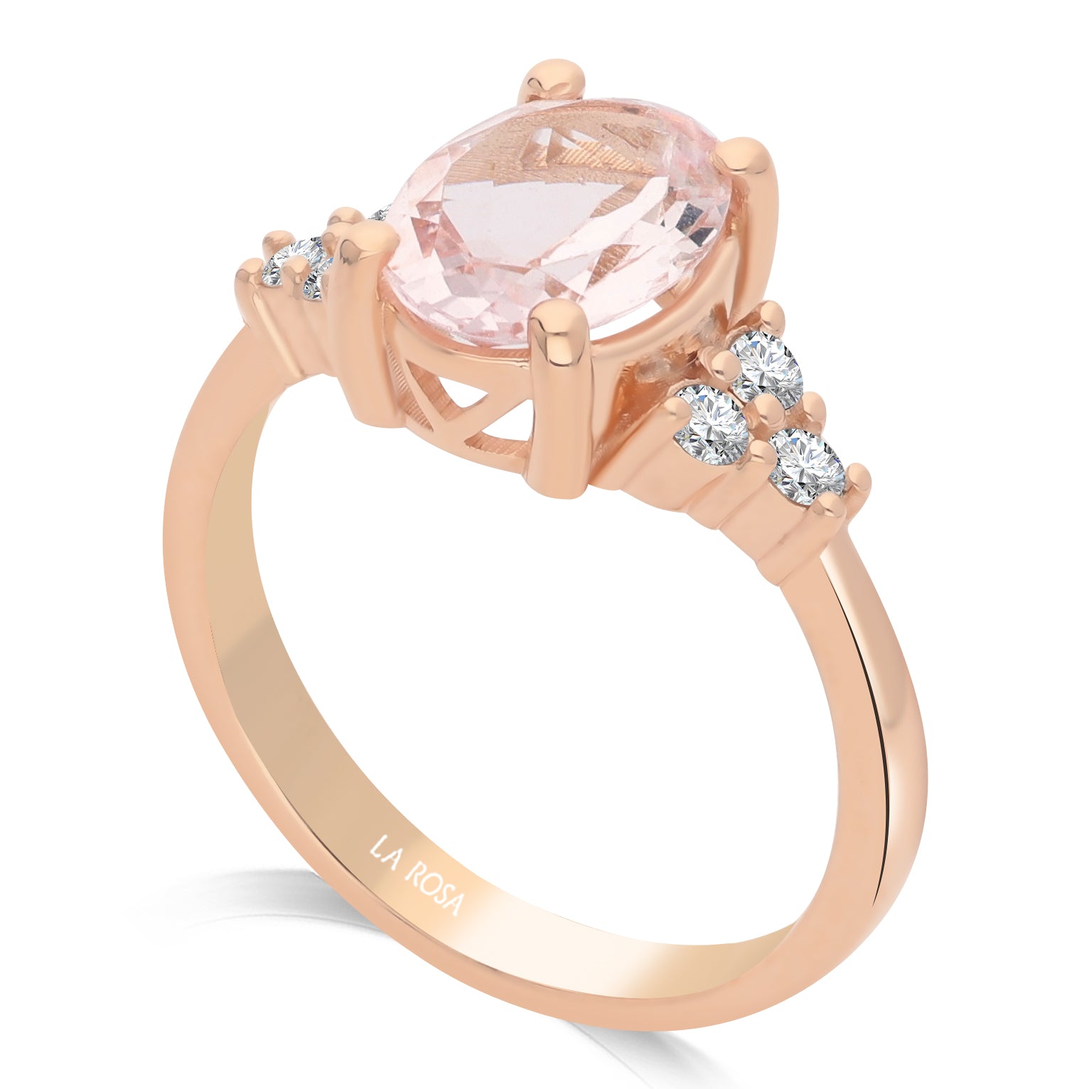 Inel de logodna LDR4008 din aur galben 14K cu Diamante si Morganit - Bijuterii LA ROSA