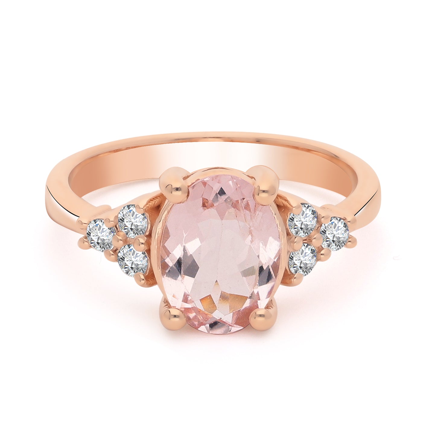 Inel de logodna LDR4008 din aur galben 14K cu Diamante si Morganit - Bijuterii LA ROSA