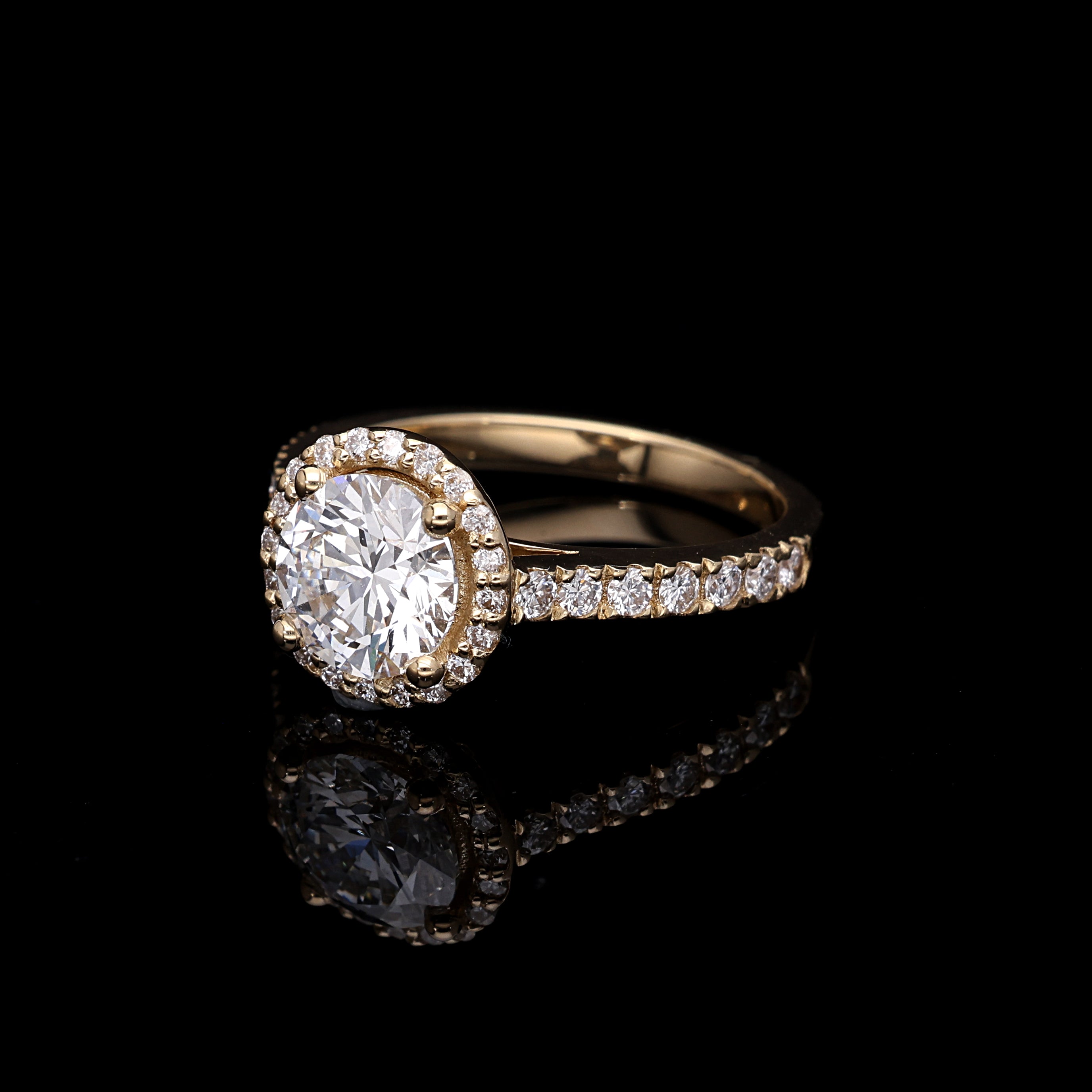 Inel de Logodna LRLB024 din aur galbem 14K cu Diamant Rotund - Bijuterii LA ROSA