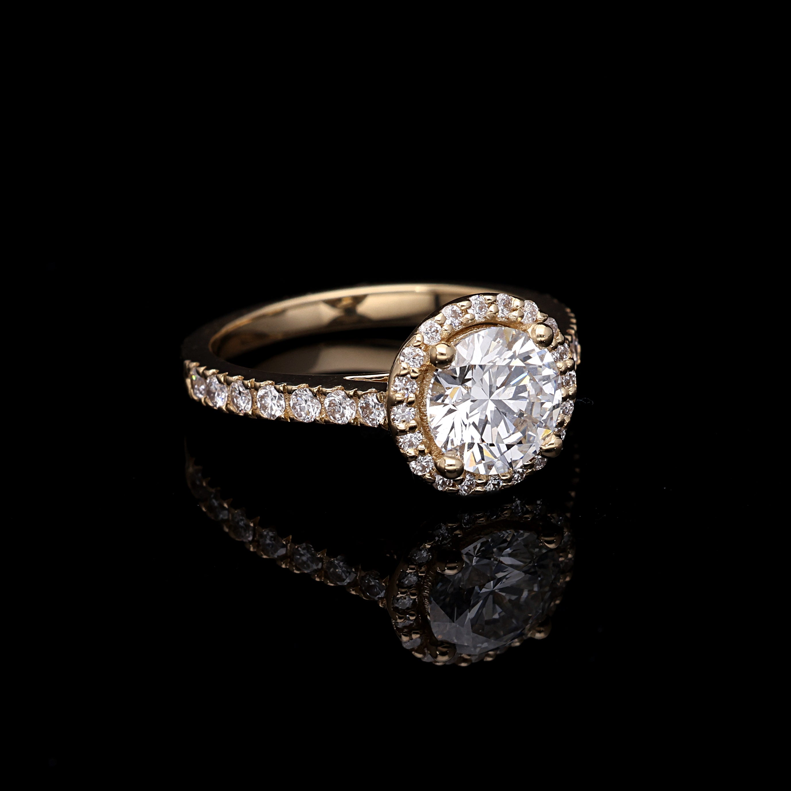 Inel de Logodna LRLB024 din aur galbem 14K cu Diamant Rotund - Bijuterii LA ROSA