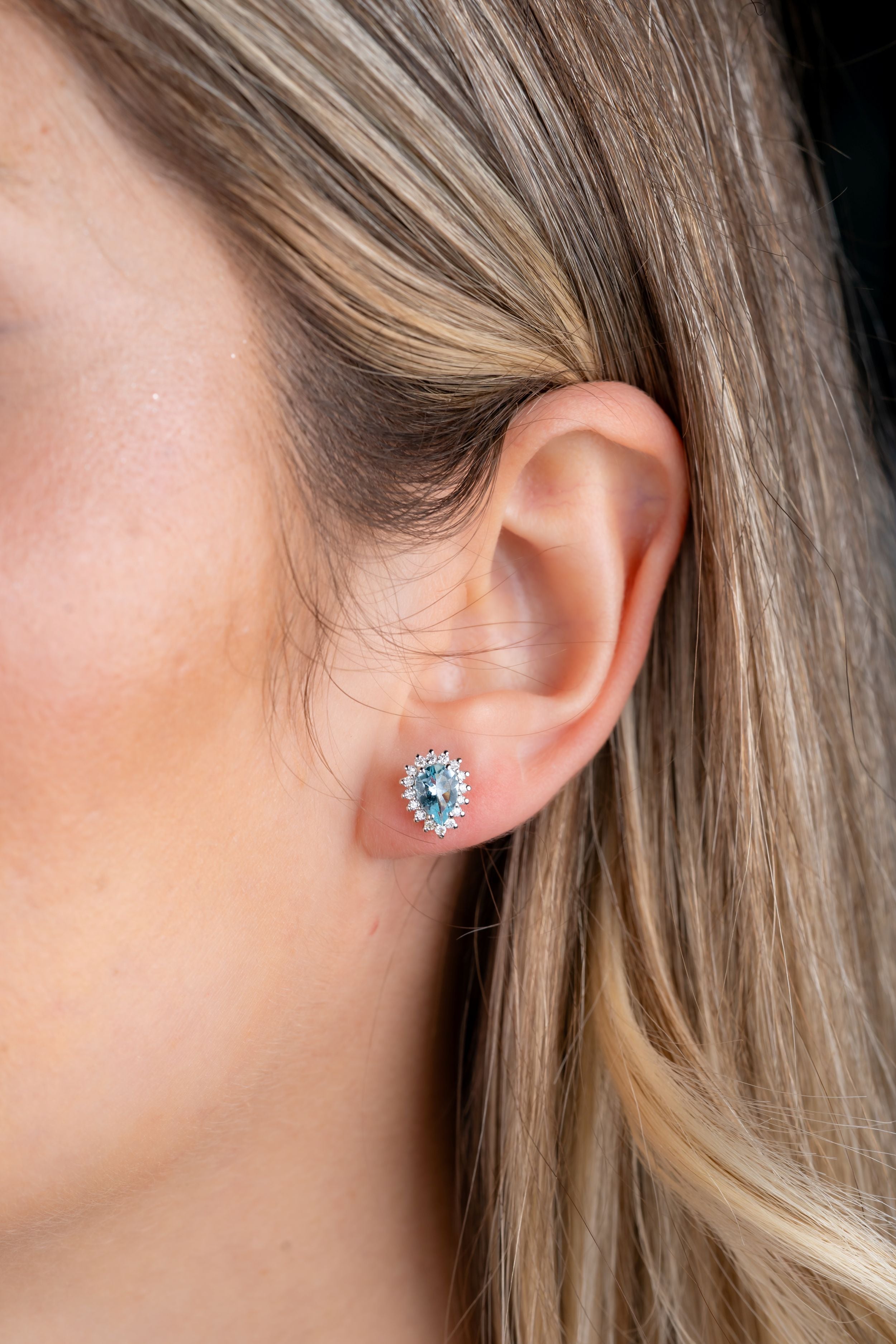 Cercei LRSE2885 aur alb 18k cu aquamarin 1.20ct si diamante naturale 0.31ct