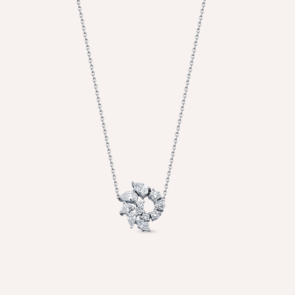 Colier LRSNP103 din aur alb 14k cu diamante - Bijuterii LA ROSA