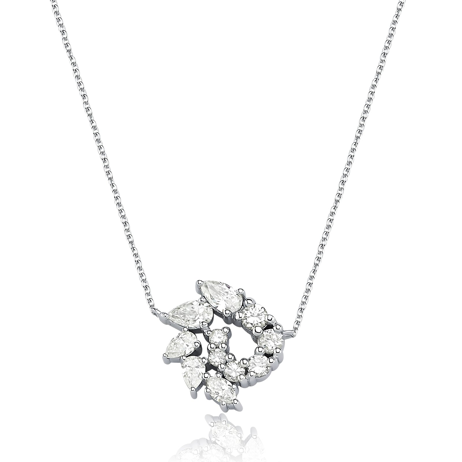 Colier LRSNP103 din aur alb 14k cu diamante - Bijuterii LA ROSA