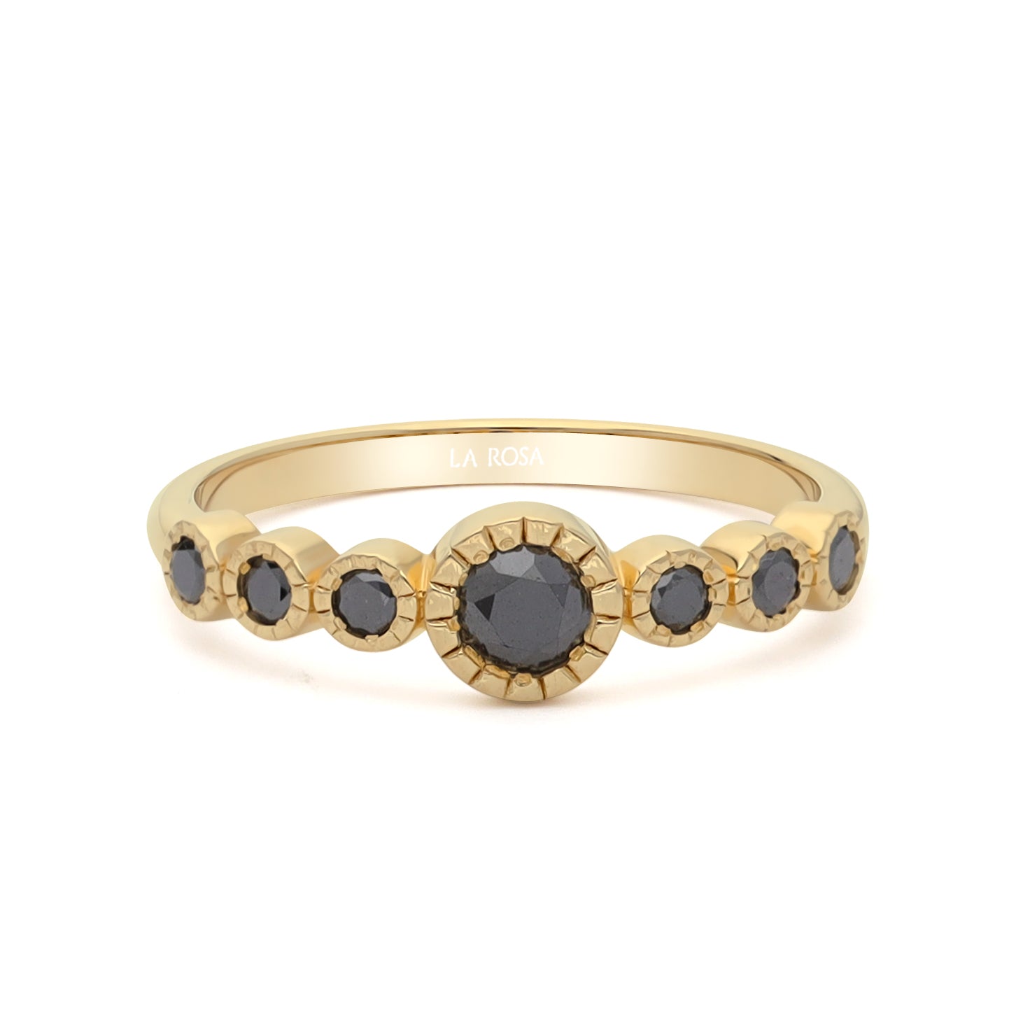 Inel eternity LRSR001 din aur galben 14k cu diamante naturale negre 0.16ct si 0.84ct