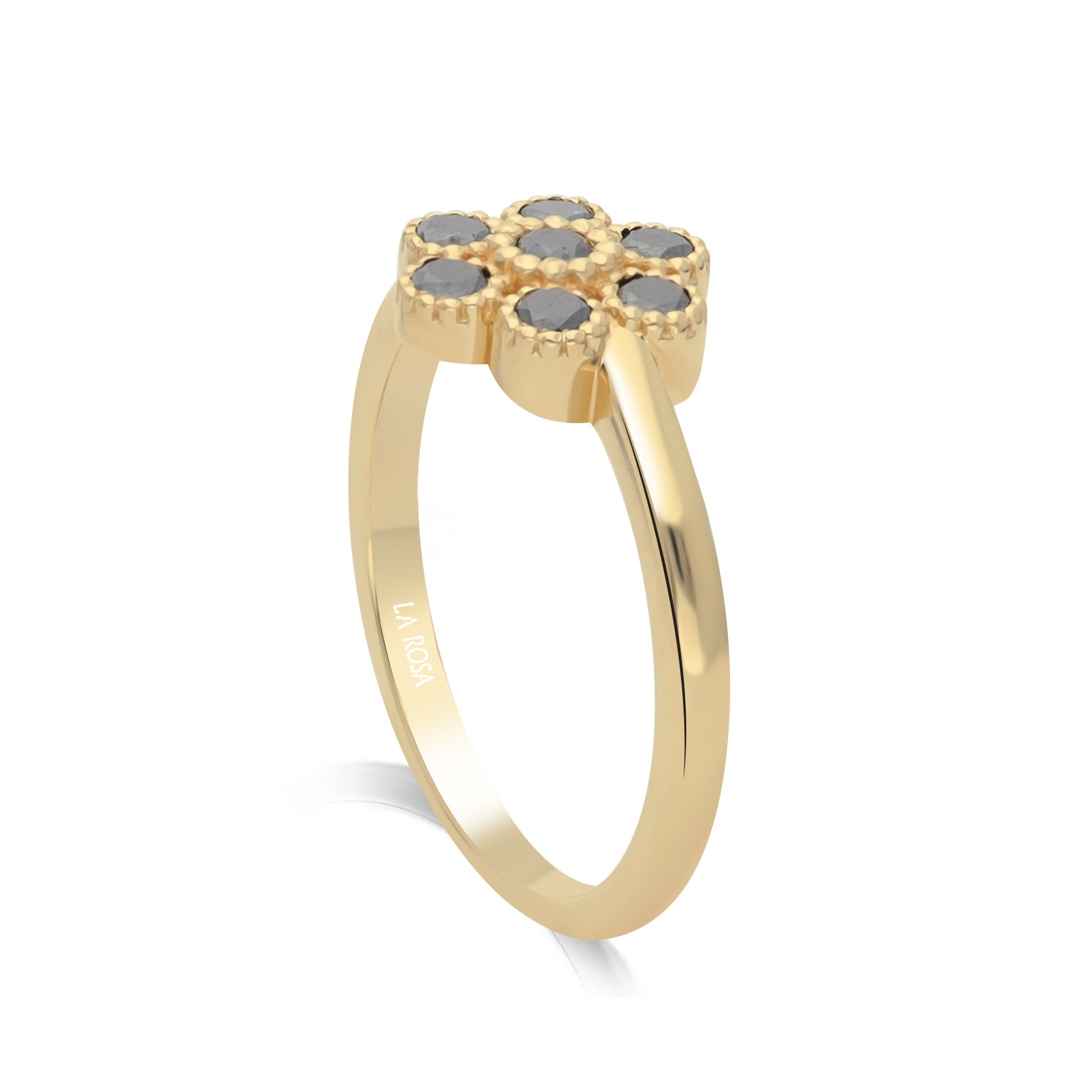 Inel din aur galben 14k cu diamante naturale negre 0.42ct