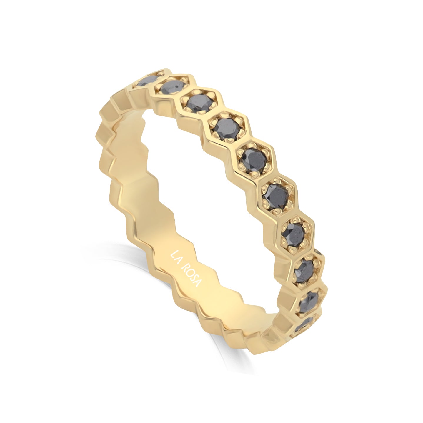 Inel eternity din aur galben 14k cu diamante negre 0.52ct