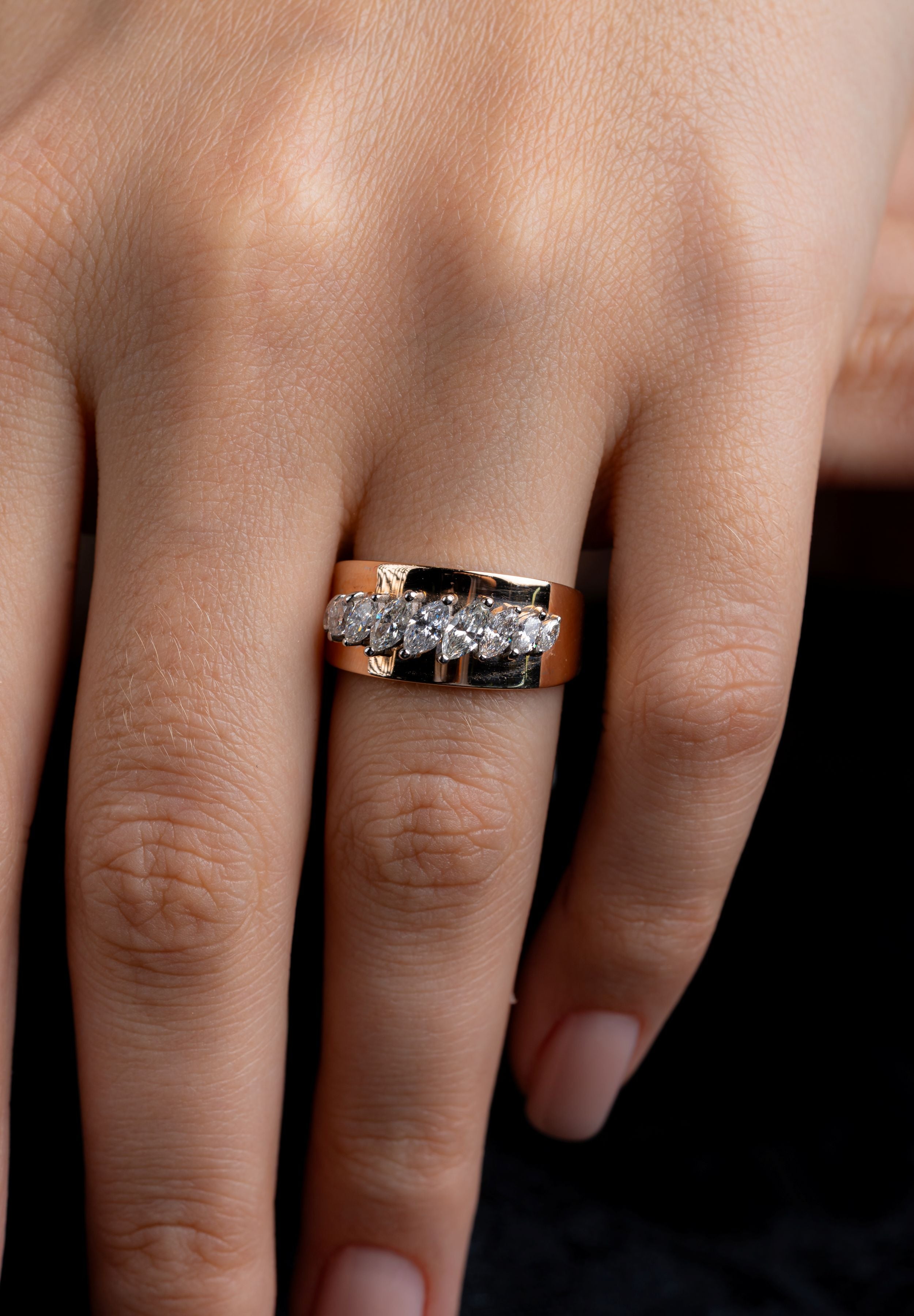 Inel Lrsr045 din aur roz 14k cu diamante naturale marquise 0.87ct