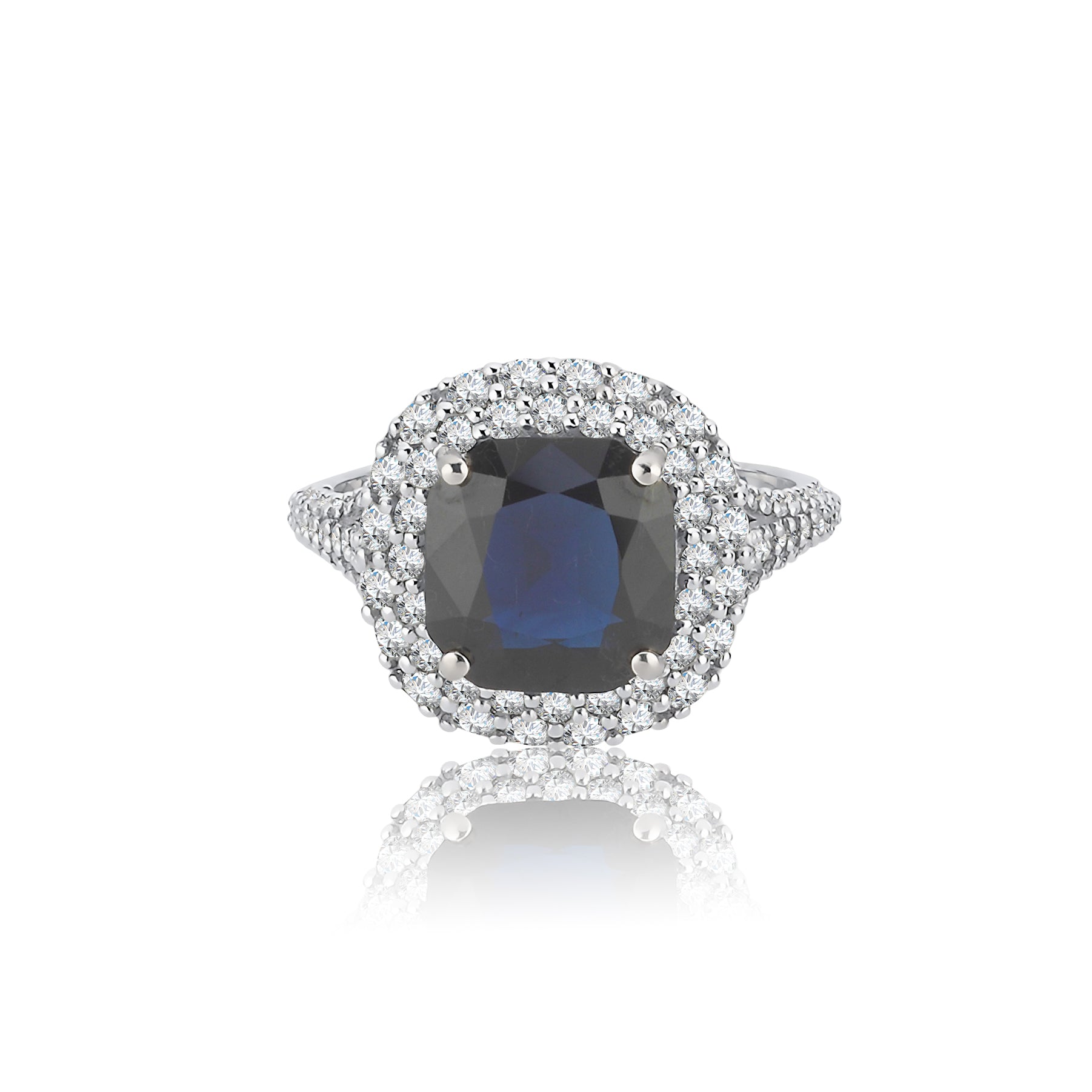 Inel LRSR501 aur alb 18k cu safir 3.10ct si diamante naturale 0.64ct