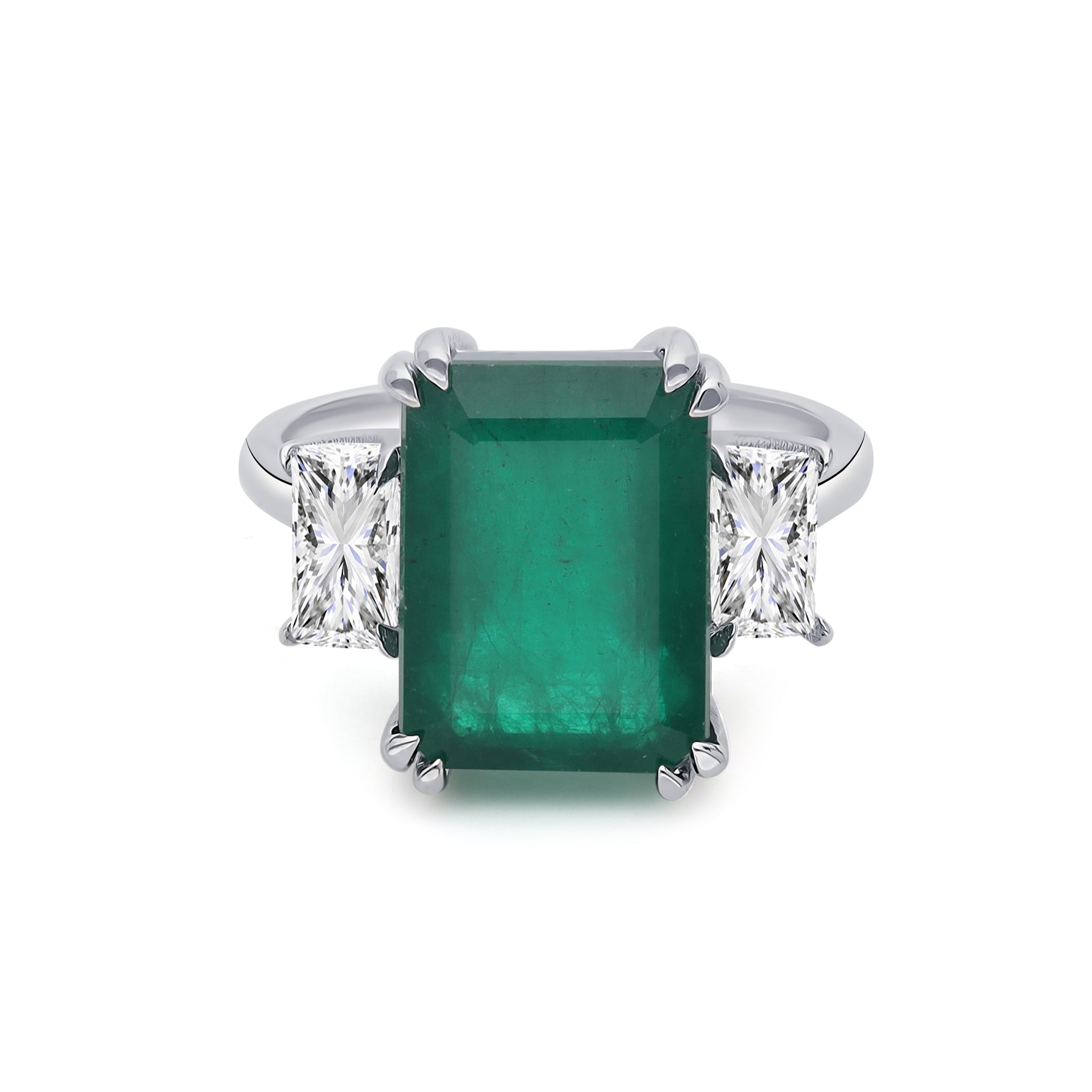 Inel LRSR511 aur alb 18k cu smarald 7.50ct si diamante naturale 0.27ct si 0.24ct