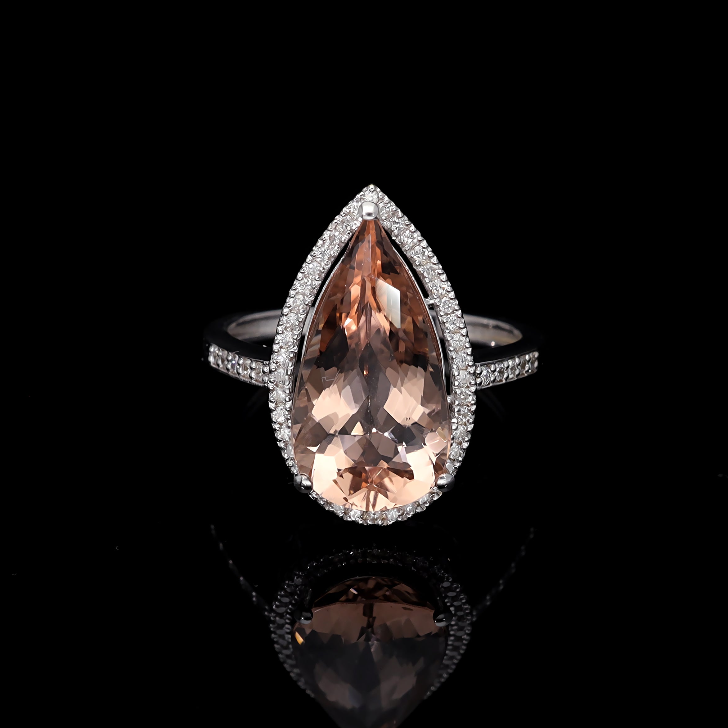 Inel LRSR518 aur alb 18k cu morganit 4.40ct si diamante naturale 0.20ct