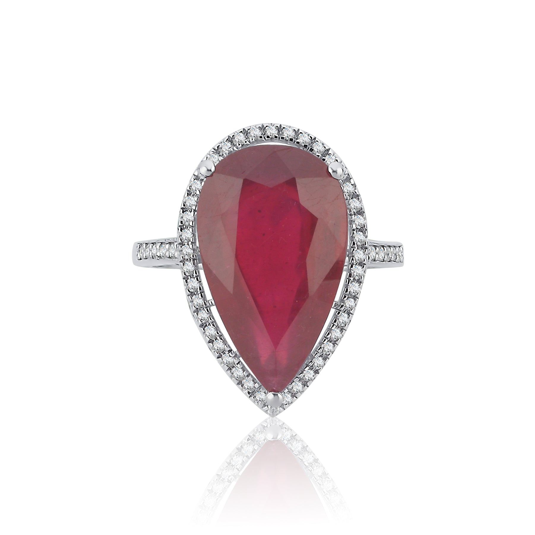 Inel LRSR518 aur alb 18k cu rubin 11.16ct si diamante naturale 0.22ct