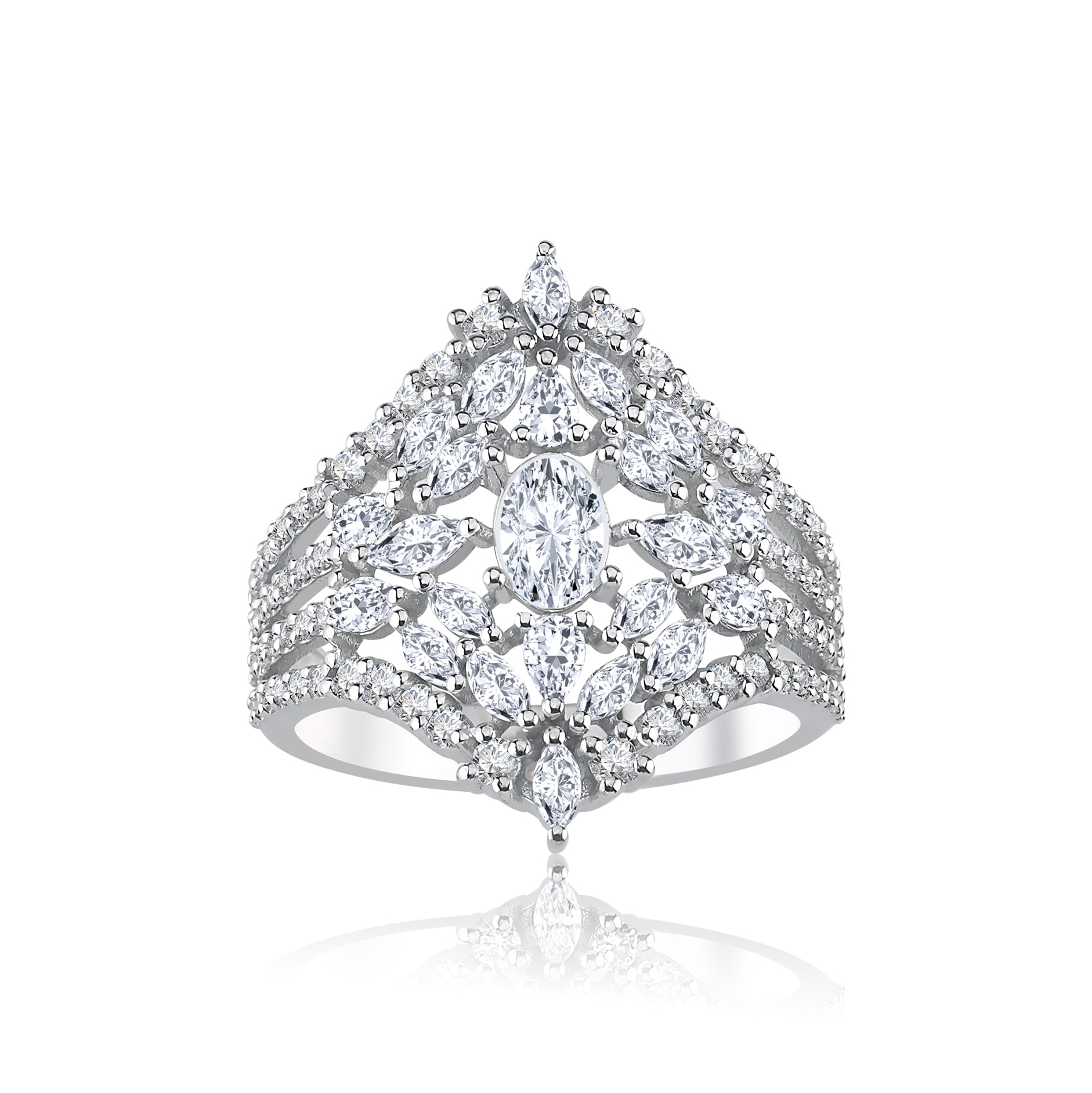 Inel LRSR525 aur alb 18k cu diamant natural oval 0.47ct si diamante naturale