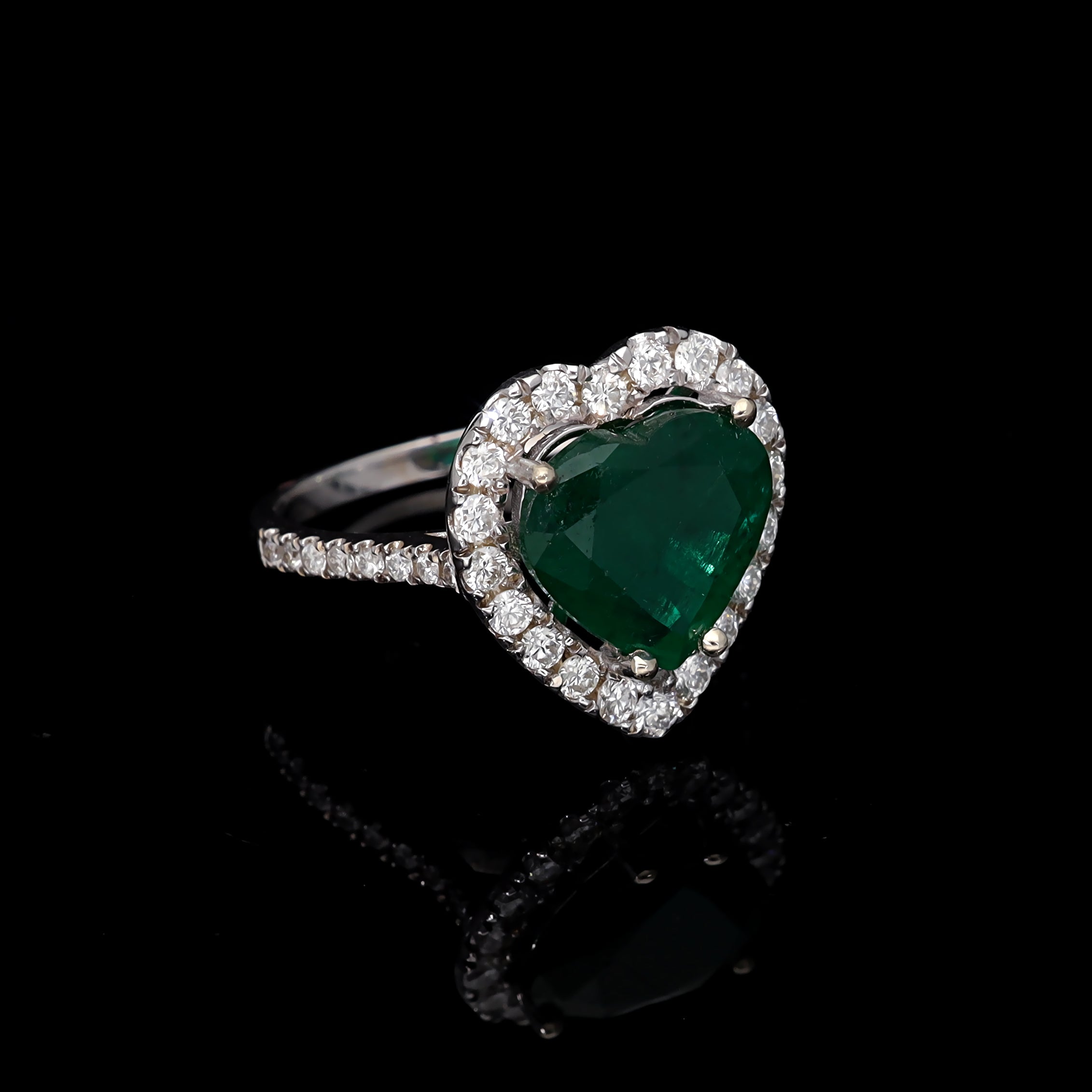 Inel LRSR530 aur alb 18k cu smarald 2.87ct si diamante naturale 0.56ct