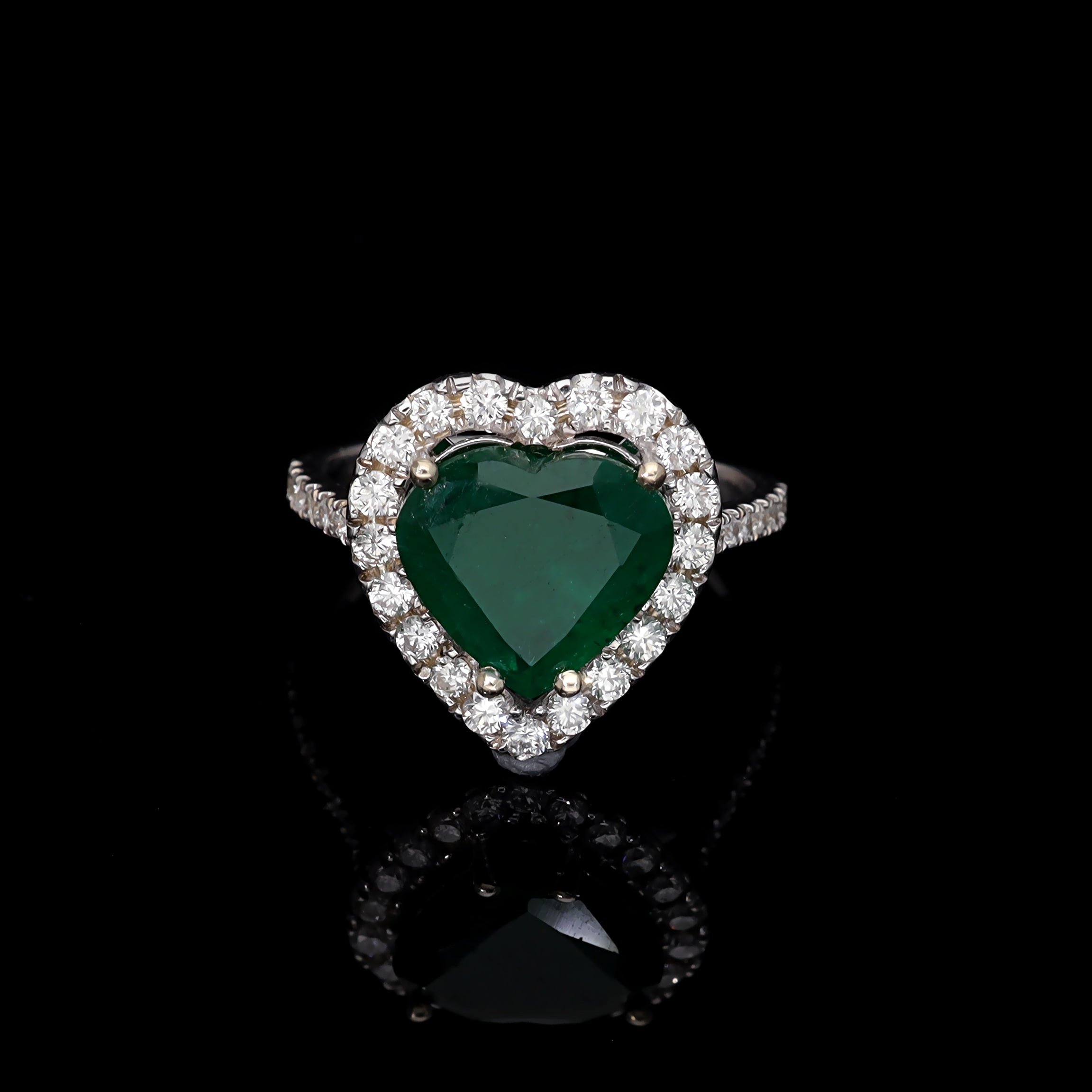 Inel LRSR530 aur alb 18k cu smarald 2.87ct si diamante naturale 0.56ct