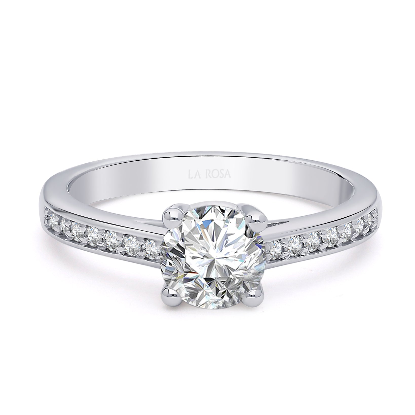Inel de Logodna LRY001 din aur alb 18k cu Diamant Rotund (nivoda) - Bijuterii LA ROSA
