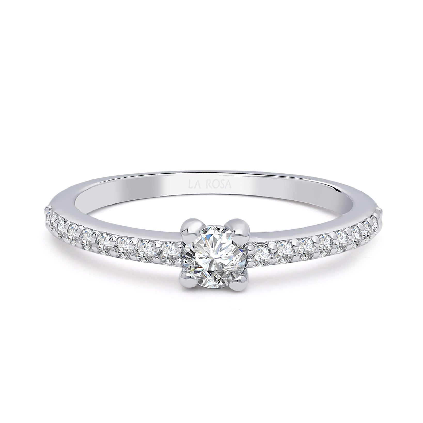 Inel de logodna LRY003 din aur alb 18K cu Diamant Rotund - Bijuterii LA ROSA