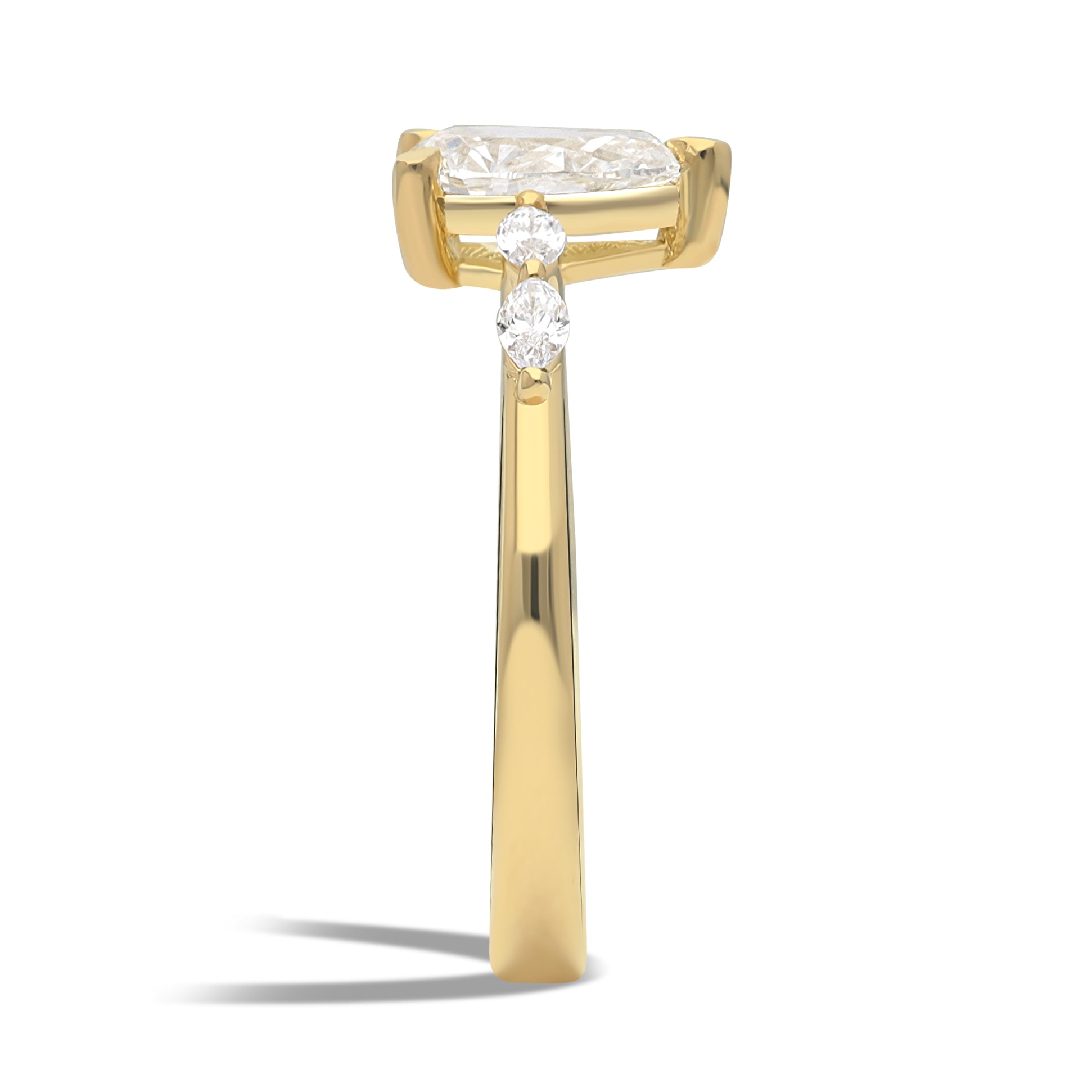 Inel de Logodna LRY004 din aur galben 18k cu diamant pear cut - Bijuterii LA ROSA
