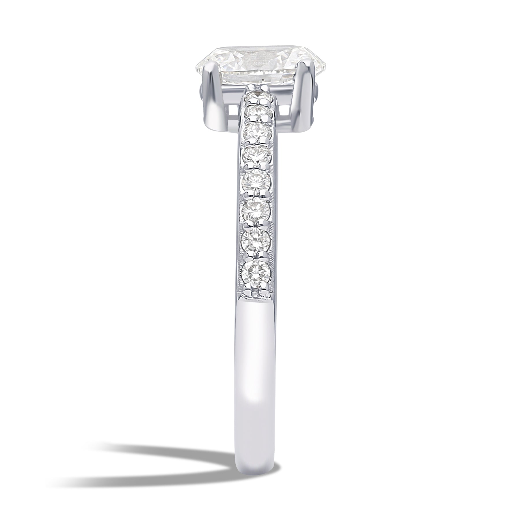Inel de Logodna LRY007 din Aur Alb 18K cu Diamant OVAL CUT - Bijuterii LA ROSA