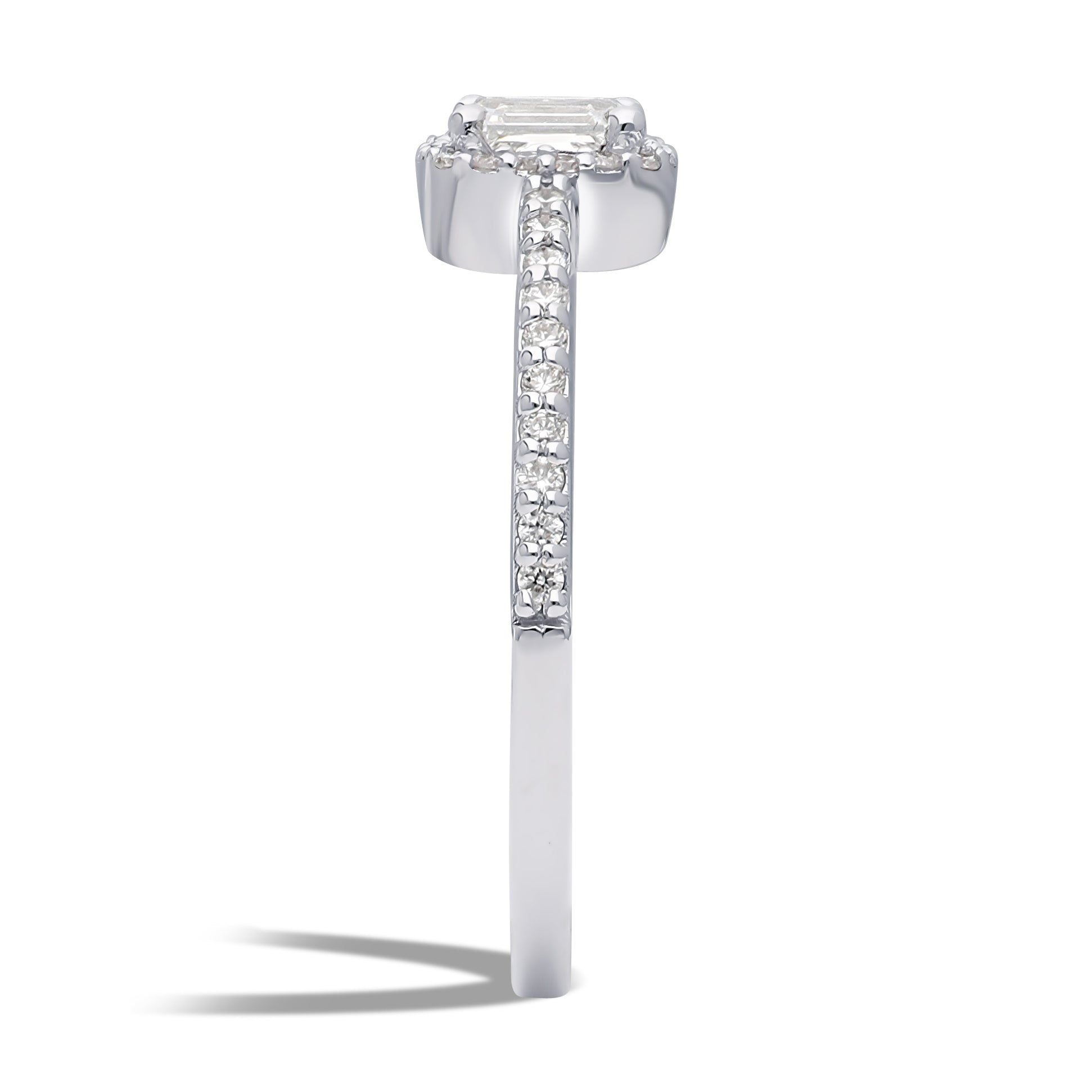 Inel de Logodna LRY009 din aur alb 18k cu Diamant Emerald Cut - Bijuterii LA ROSA