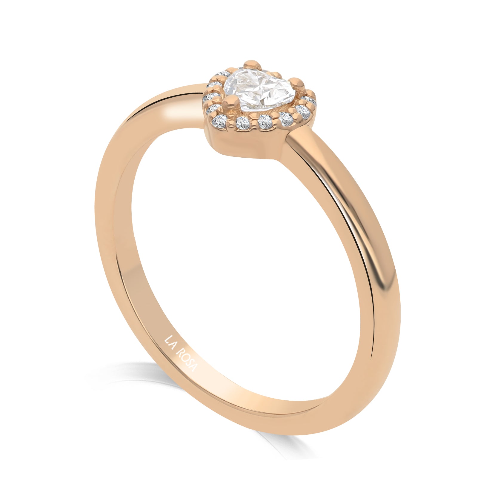 Inel de logodna LRY013 din aur 18k cu diamant natural heart 0.18ct si diamante naturale 0.05ct
