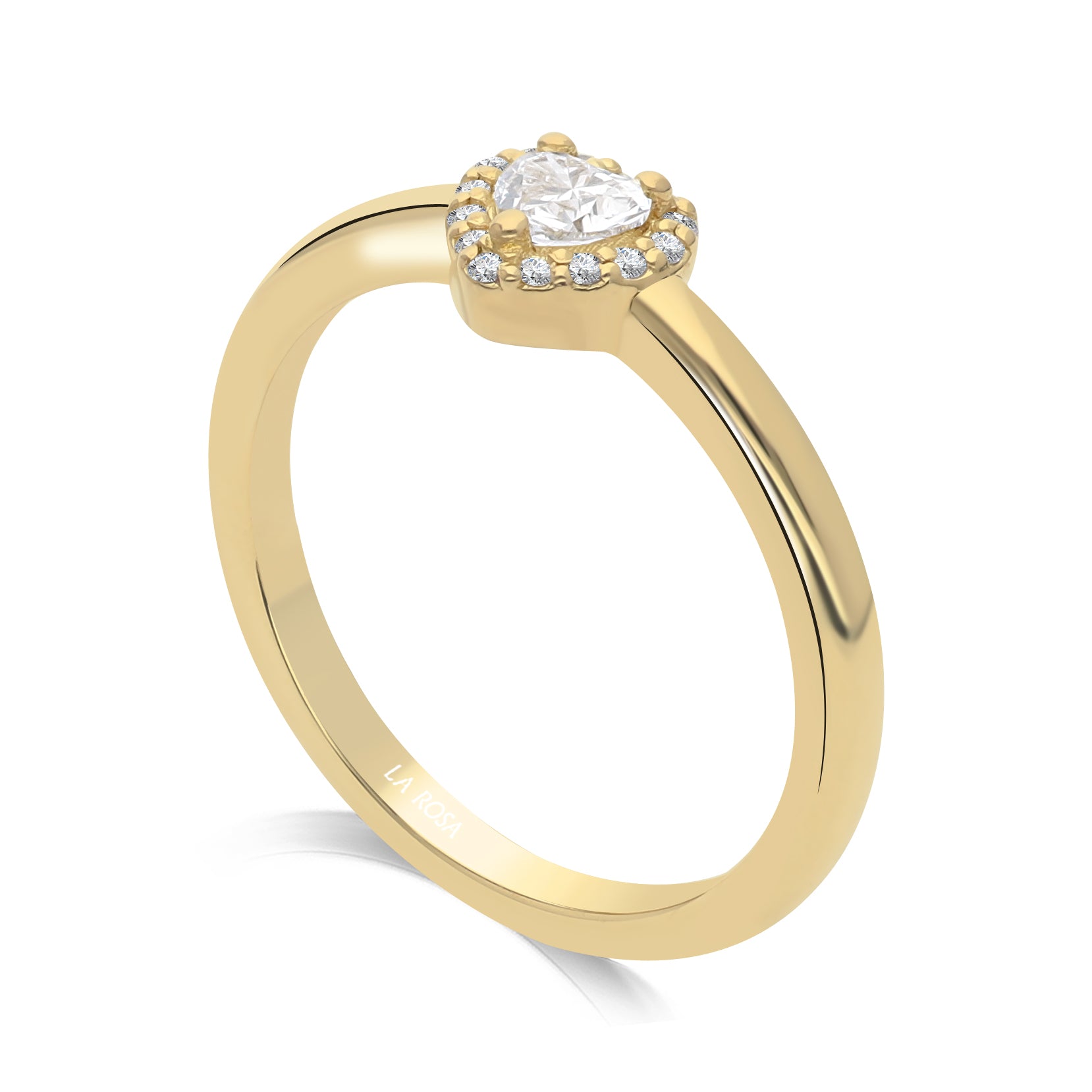 Inel de logodna LRY013 din aur 18k cu diamant natural heart 0.18ct si diamante naturale 0.05ct