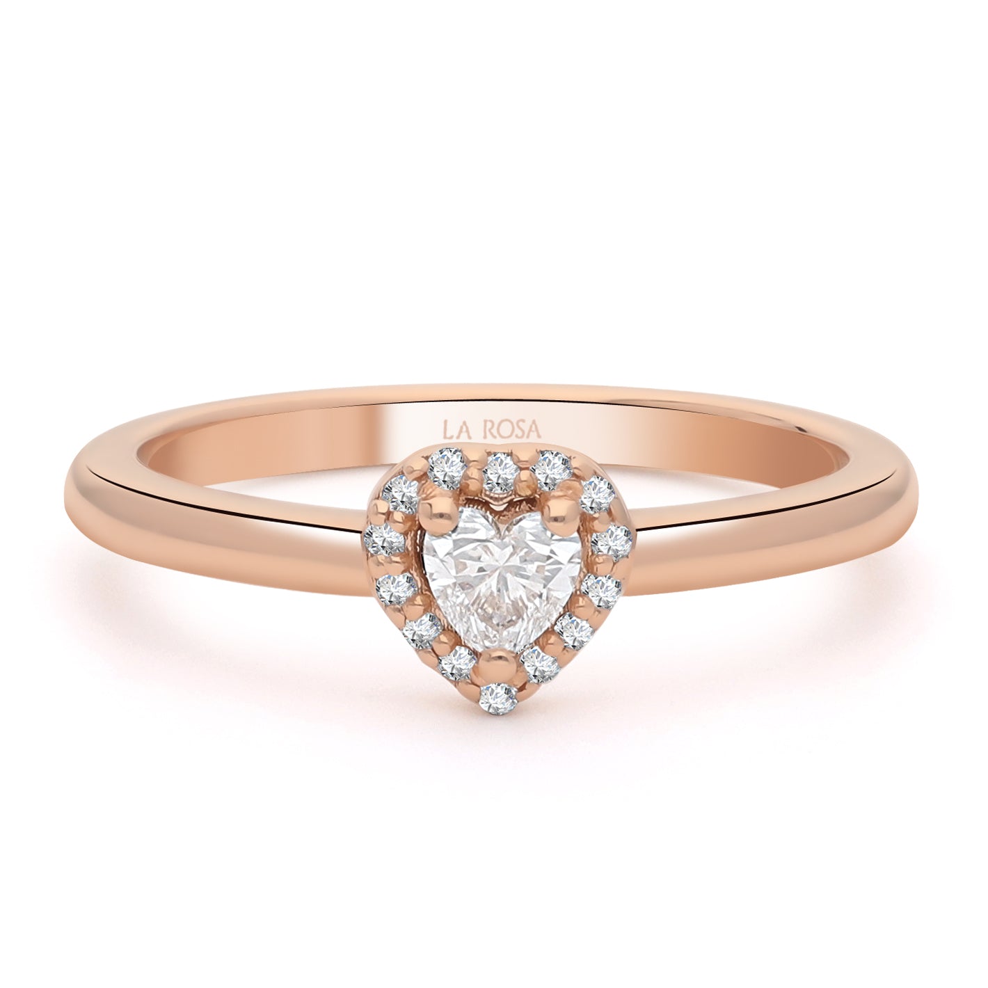 Inel de logodna LRY013 din aur 18k cu diamant natural heart 0.18ct si diamante naturale 0.05ct