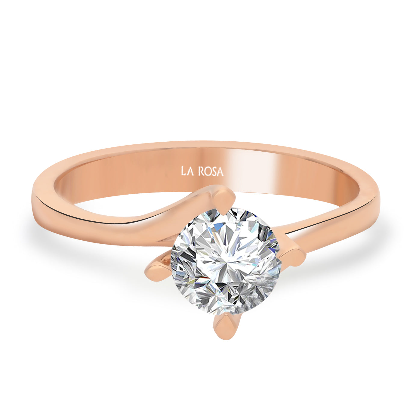 Inel de logodna LRY189 din aur roz cu diamant - Bijuterii LA ROSA