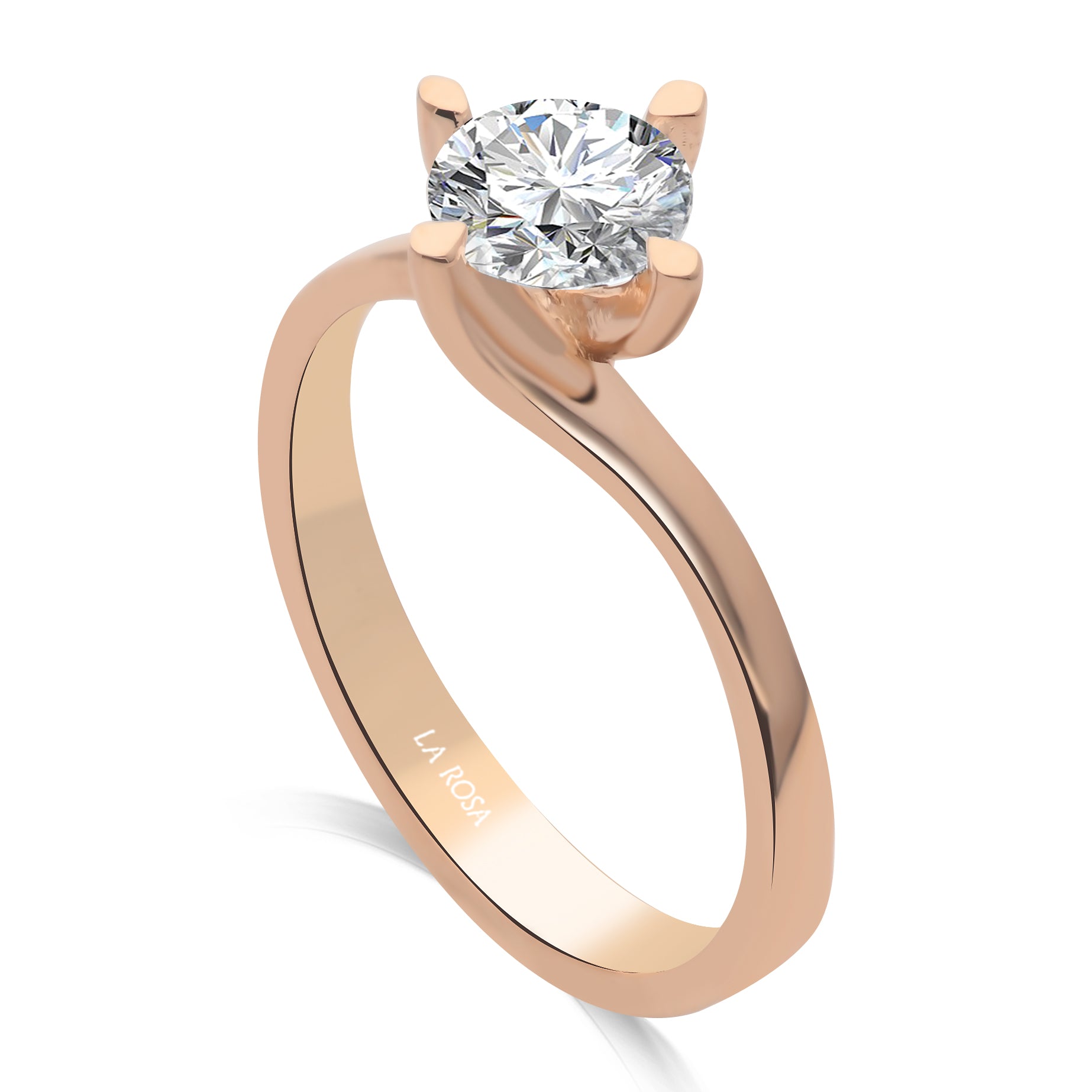 Inel de logodna LRY189 din aur roz cu diamant - Bijuterii LA ROSA