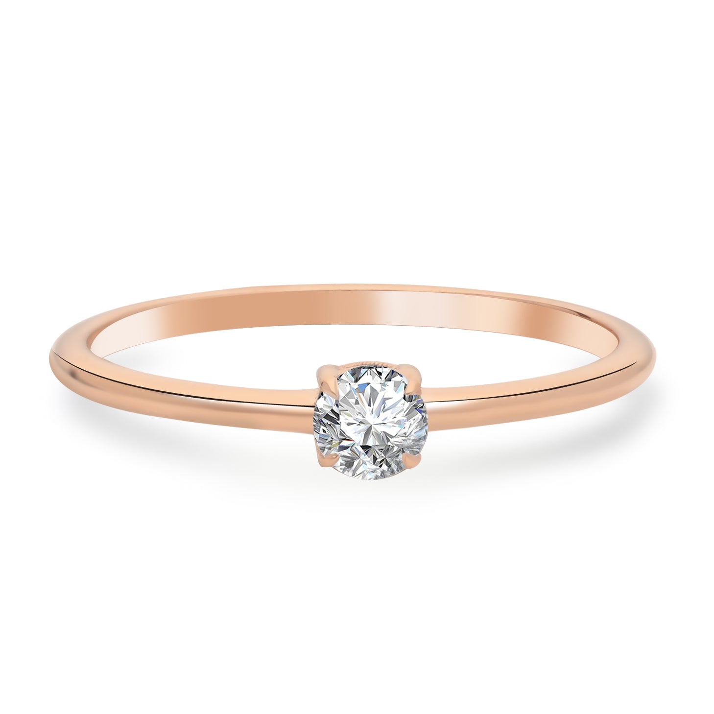 Inel de Logodna LRY601 din aur roz 18k cu diamant - Bijuterii LA ROSA