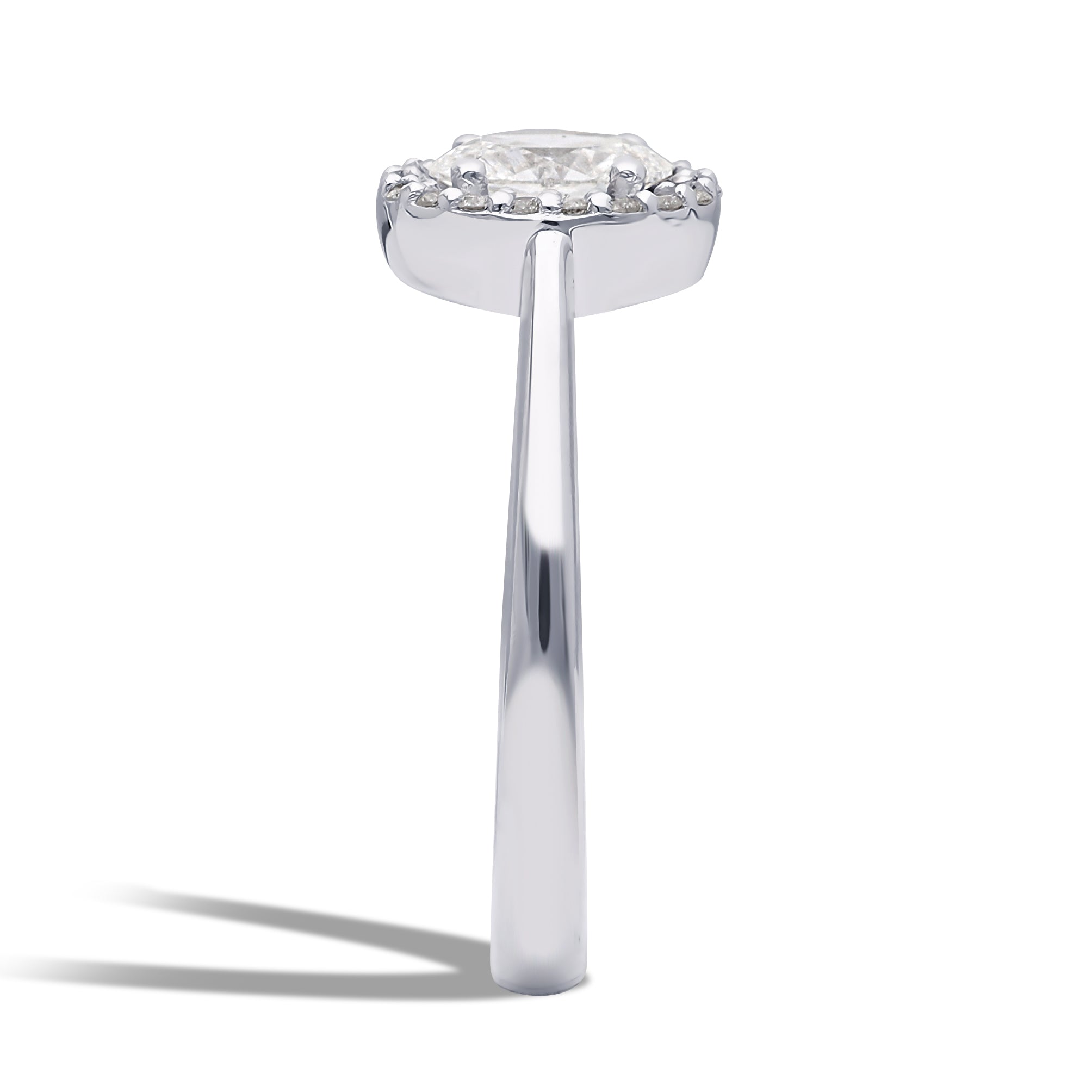 INEL DE LOGODNA LRY611 DIN AUR ALB 18K CU DIAMANT OVAL CUT - Bijuterii LA ROSA
